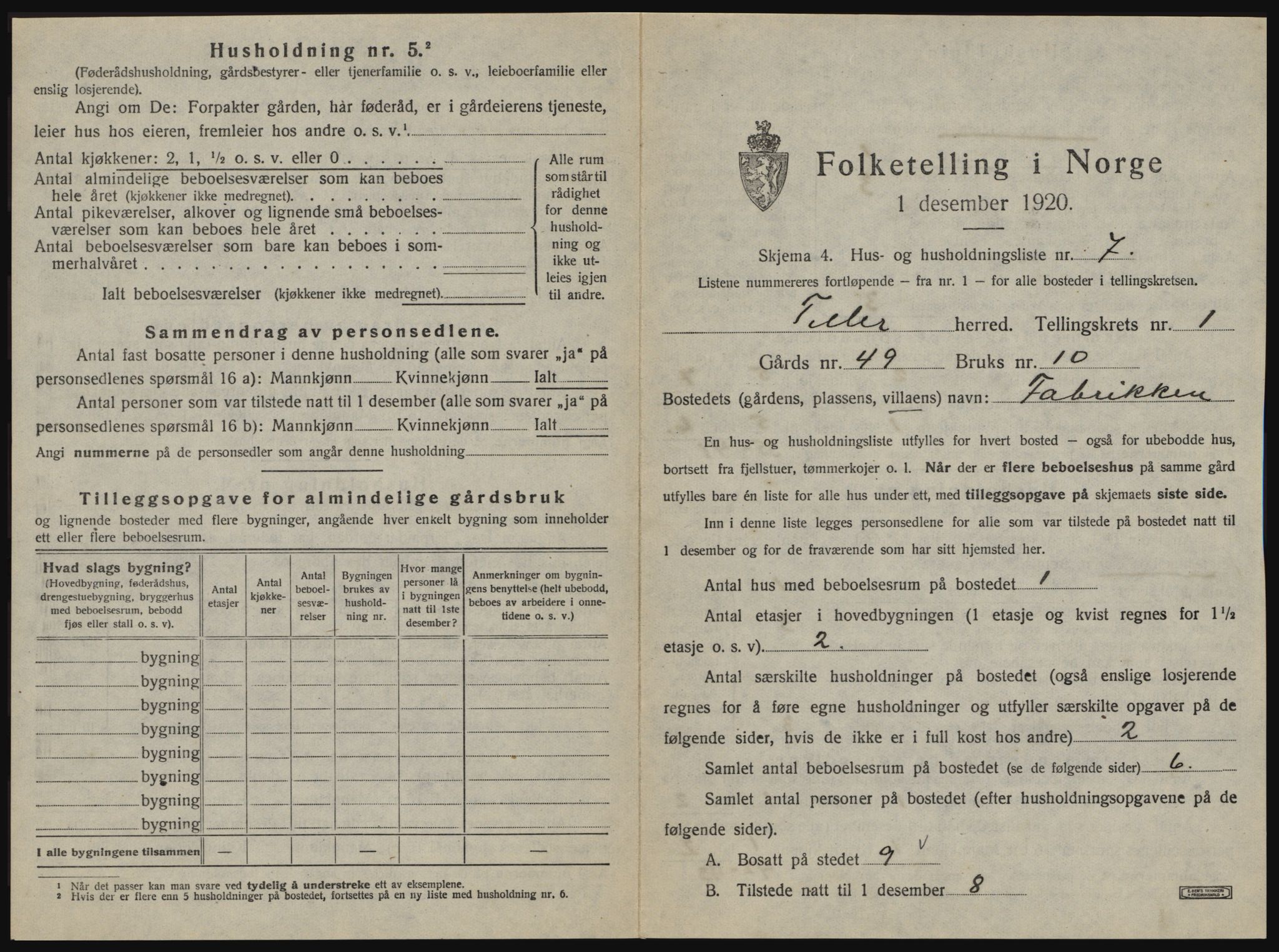 SAT, 1920 census for Tiller, 1920, p. 31