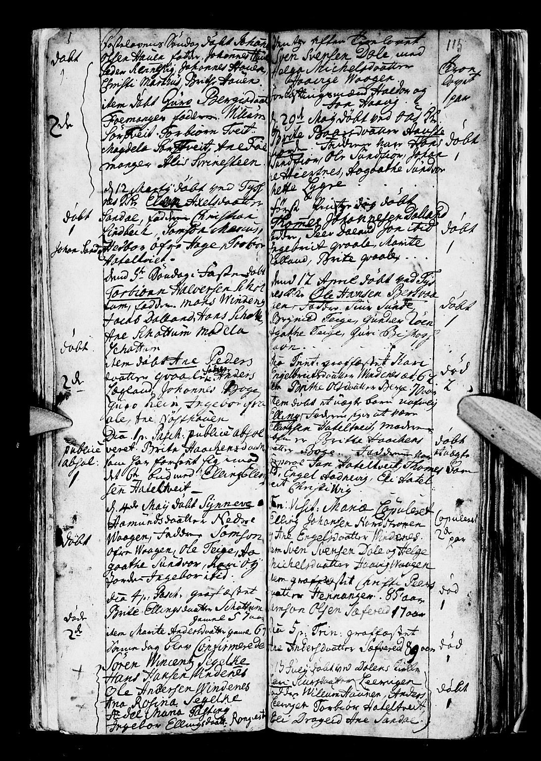 Os sokneprestembete, SAB/A-99929: Parish register (official) no. A 5, 1669-1760, p. 115