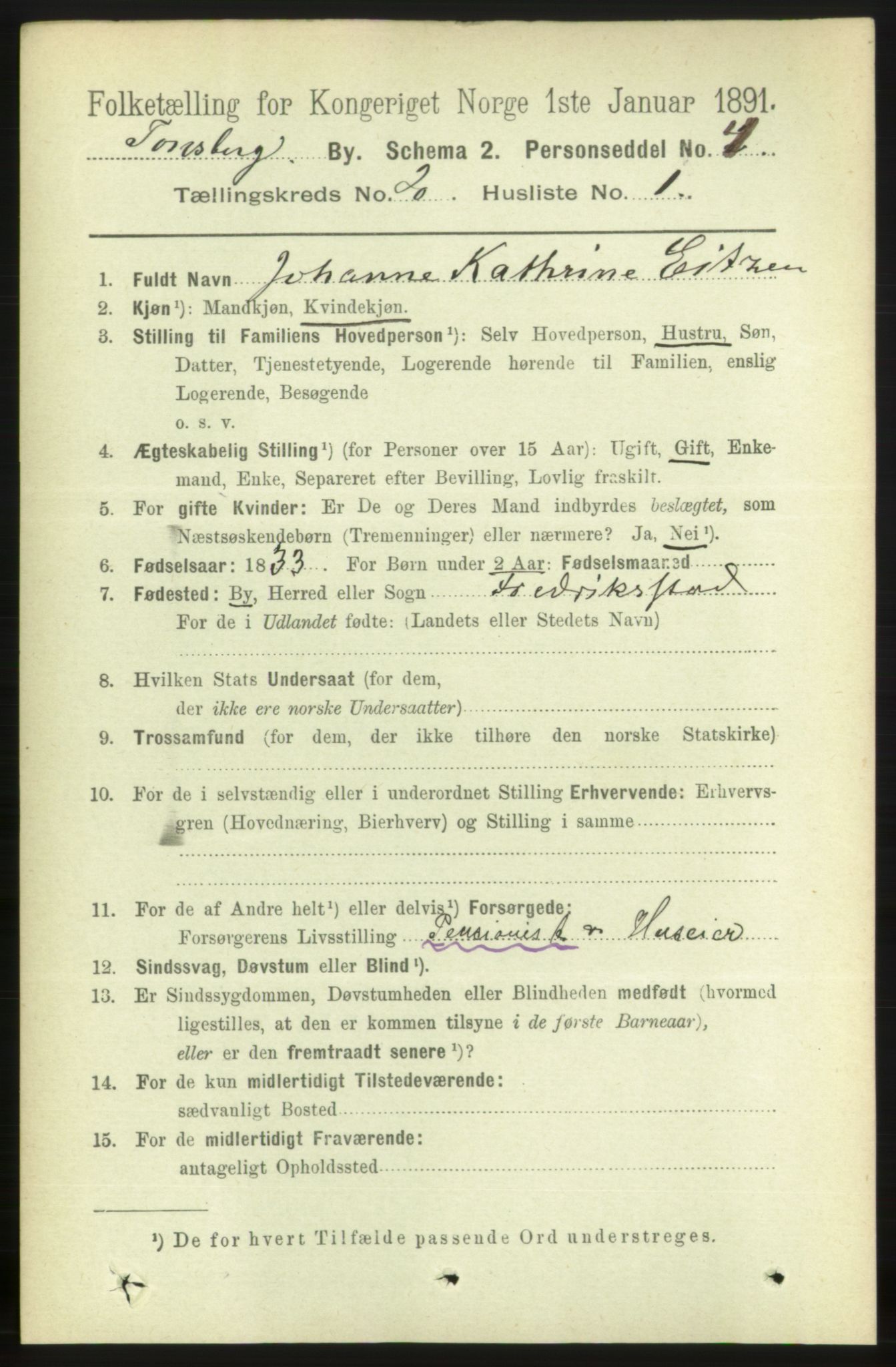 RA, 1891 census for 0705 Tønsberg, 1891, p. 5383