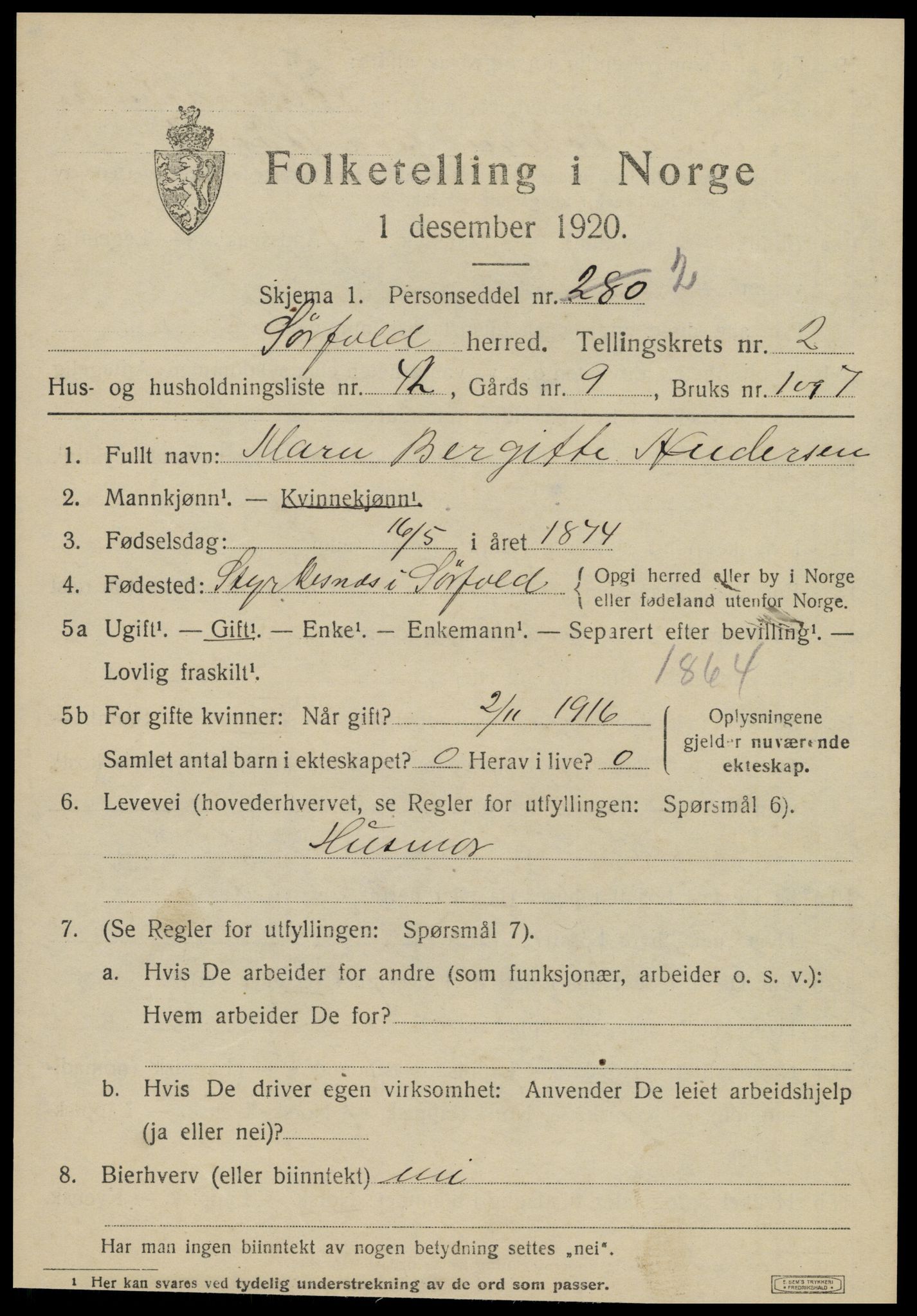 SAT, 1920 census for Sørfold, 1920, p. 1901