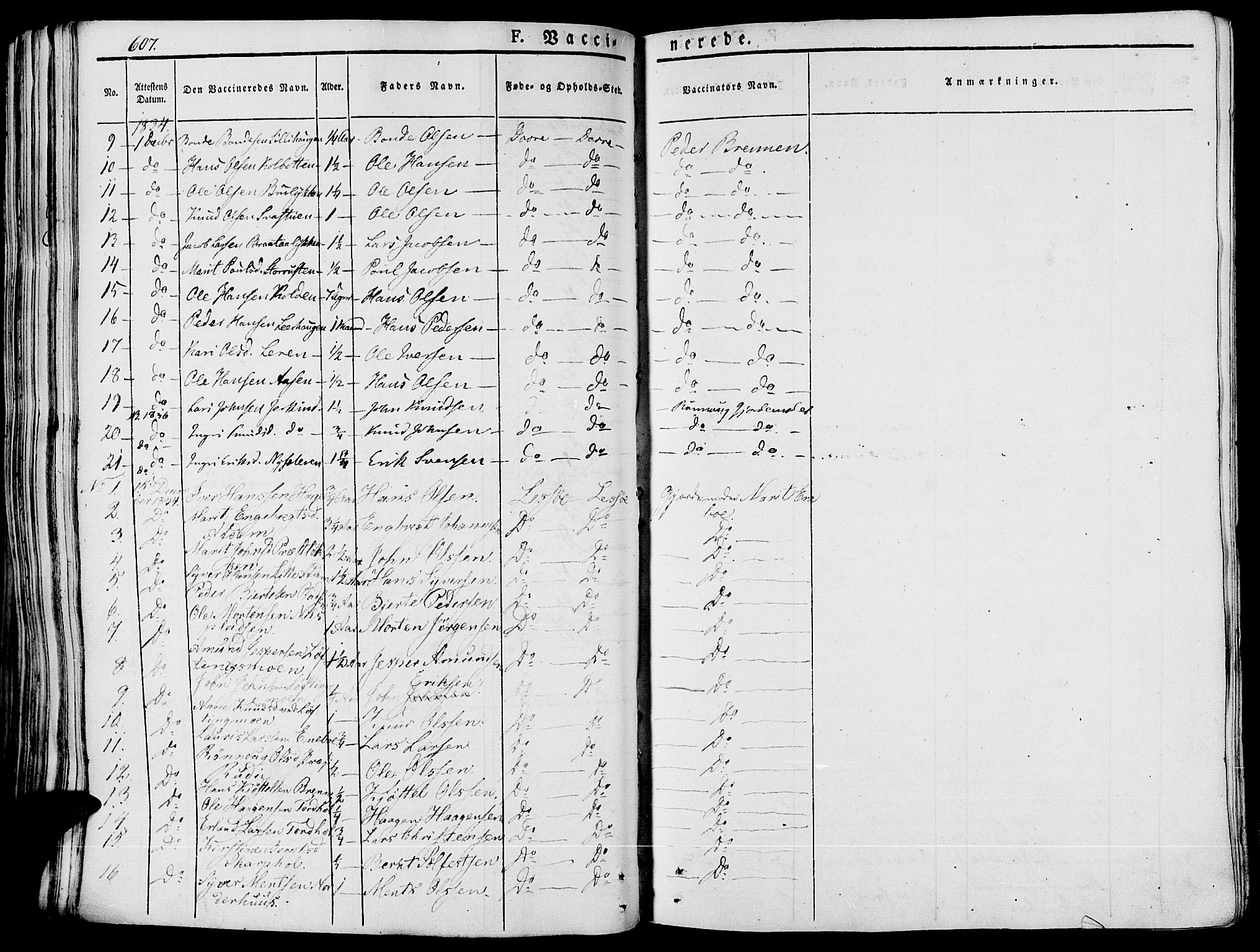 Lesja prestekontor, AV/SAH-PREST-068/H/Ha/Haa/L0005: Parish register (official) no. 5, 1830-1842, p. 607