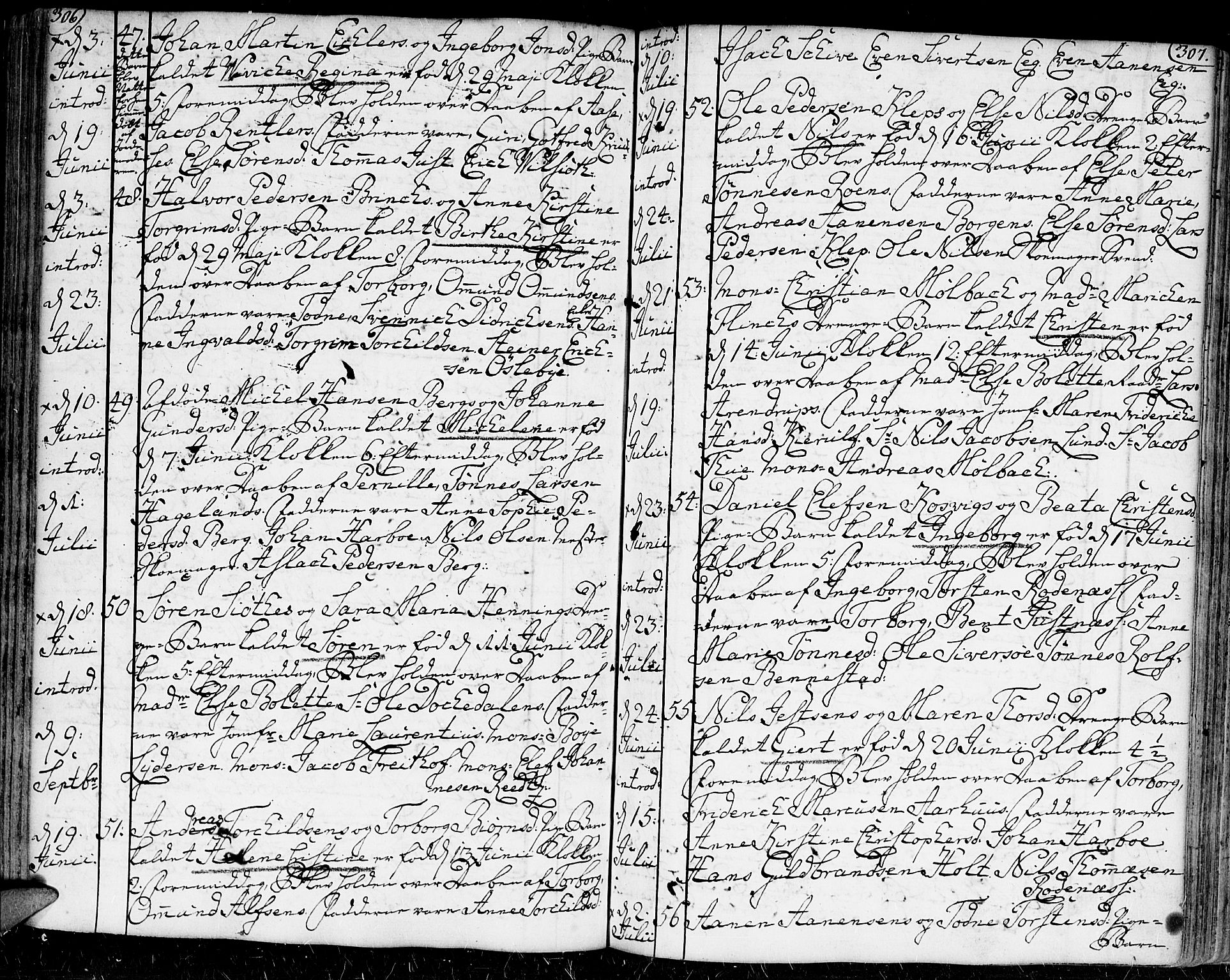 Kristiansand domprosti, AV/SAK-1112-0006/F/Fa/L0002: Parish register (official) no. A 2, 1755-1778, p. 306-307