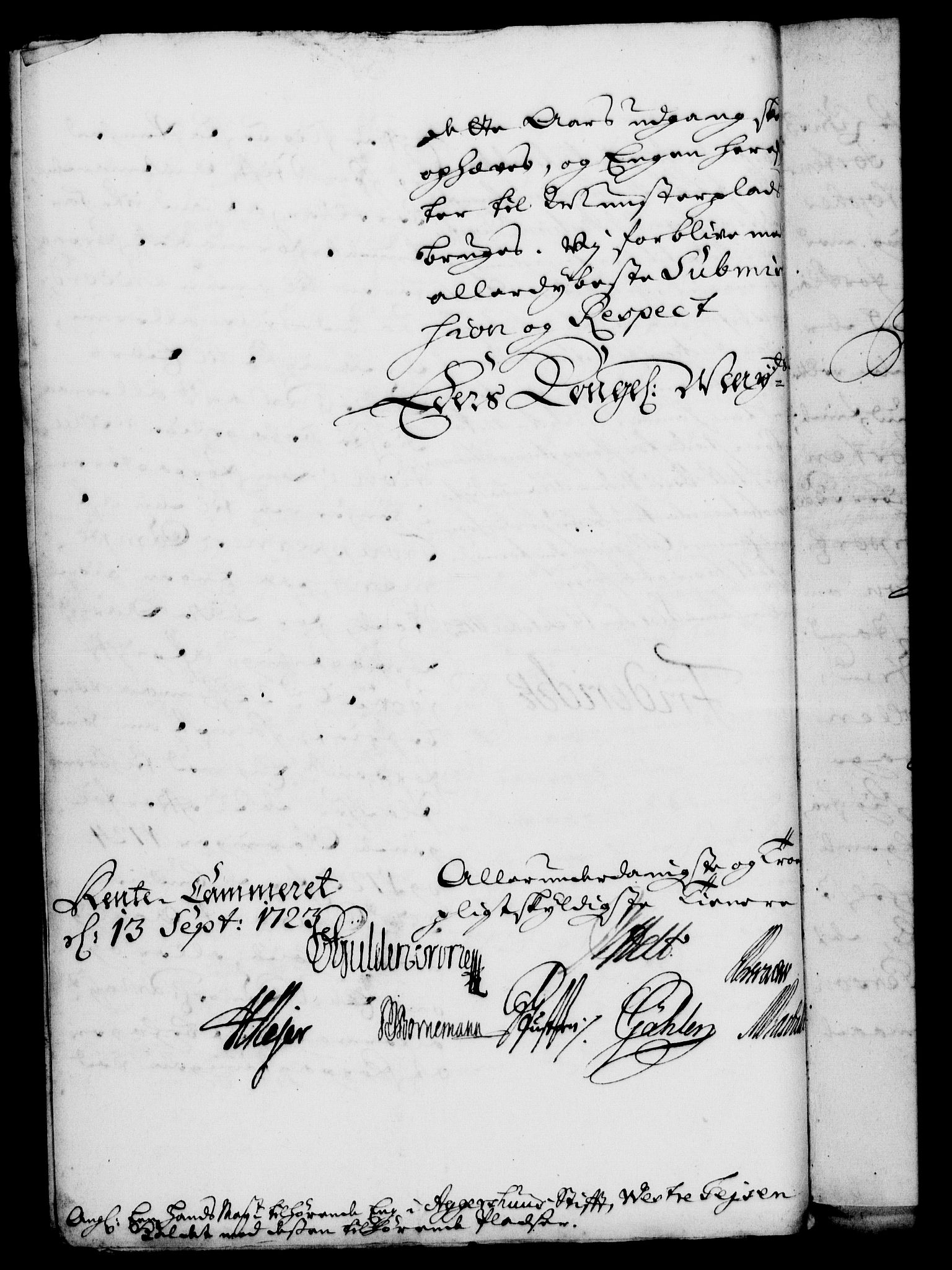 Rentekammeret, Kammerkanselliet, RA/EA-3111/G/Gf/Gfa/L0006: Norsk relasjons- og resolusjonsprotokoll (merket RK 52.6), 1723, p. 1096