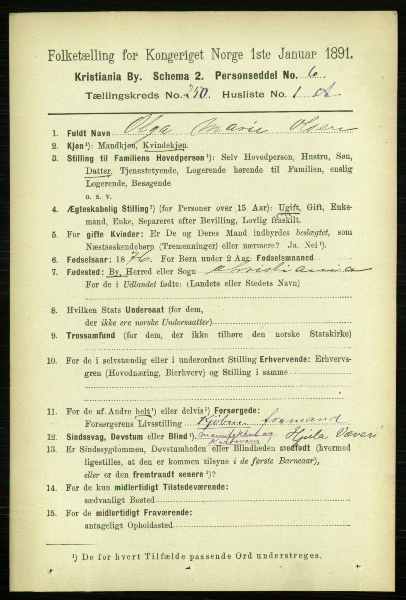 RA, 1891 census for 0301 Kristiania, 1891, p. 152741