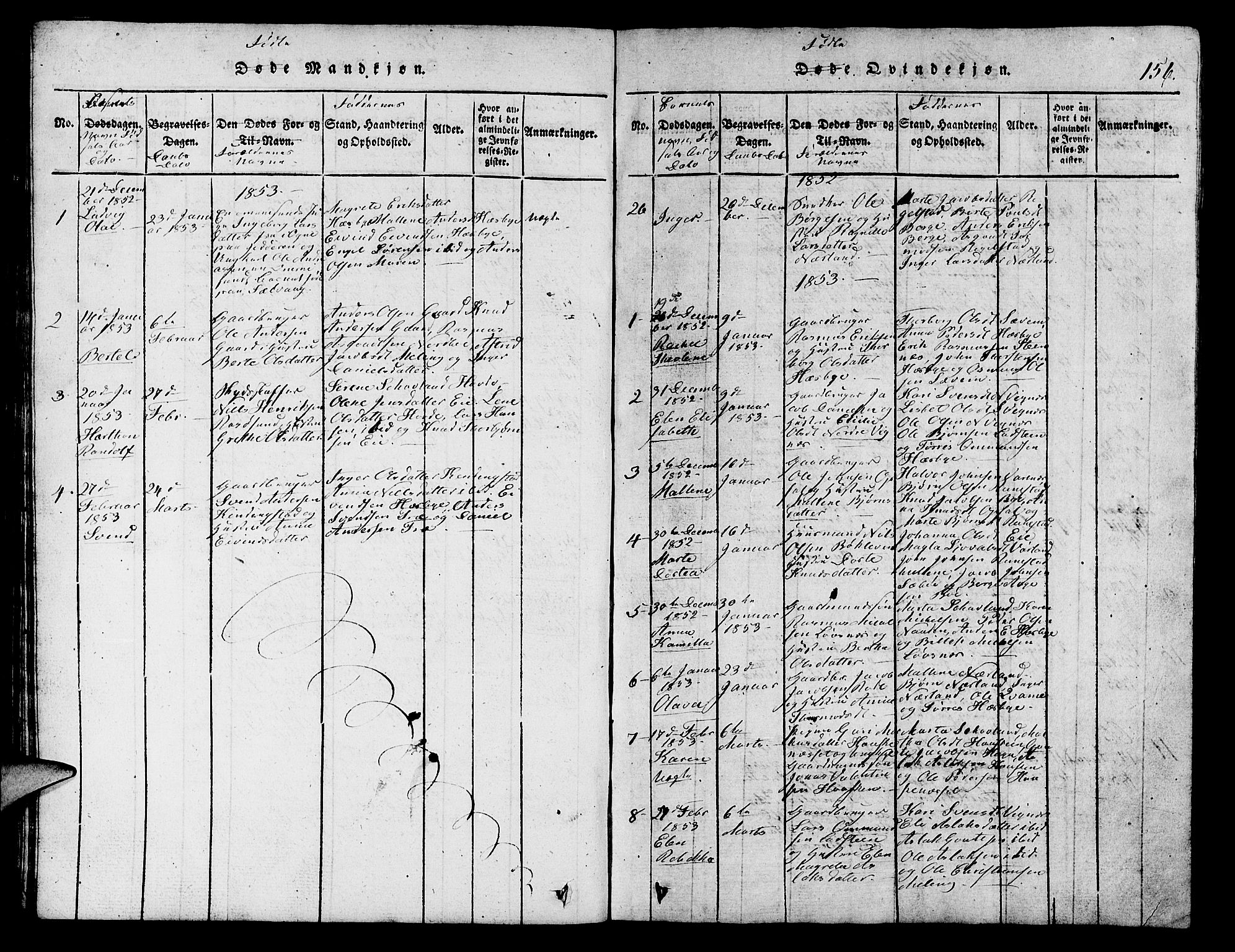 Finnøy sokneprestkontor, SAST/A-101825/H/Ha/Hab/L0001: Parish register (copy) no. B 1, 1816-1856, p. 156