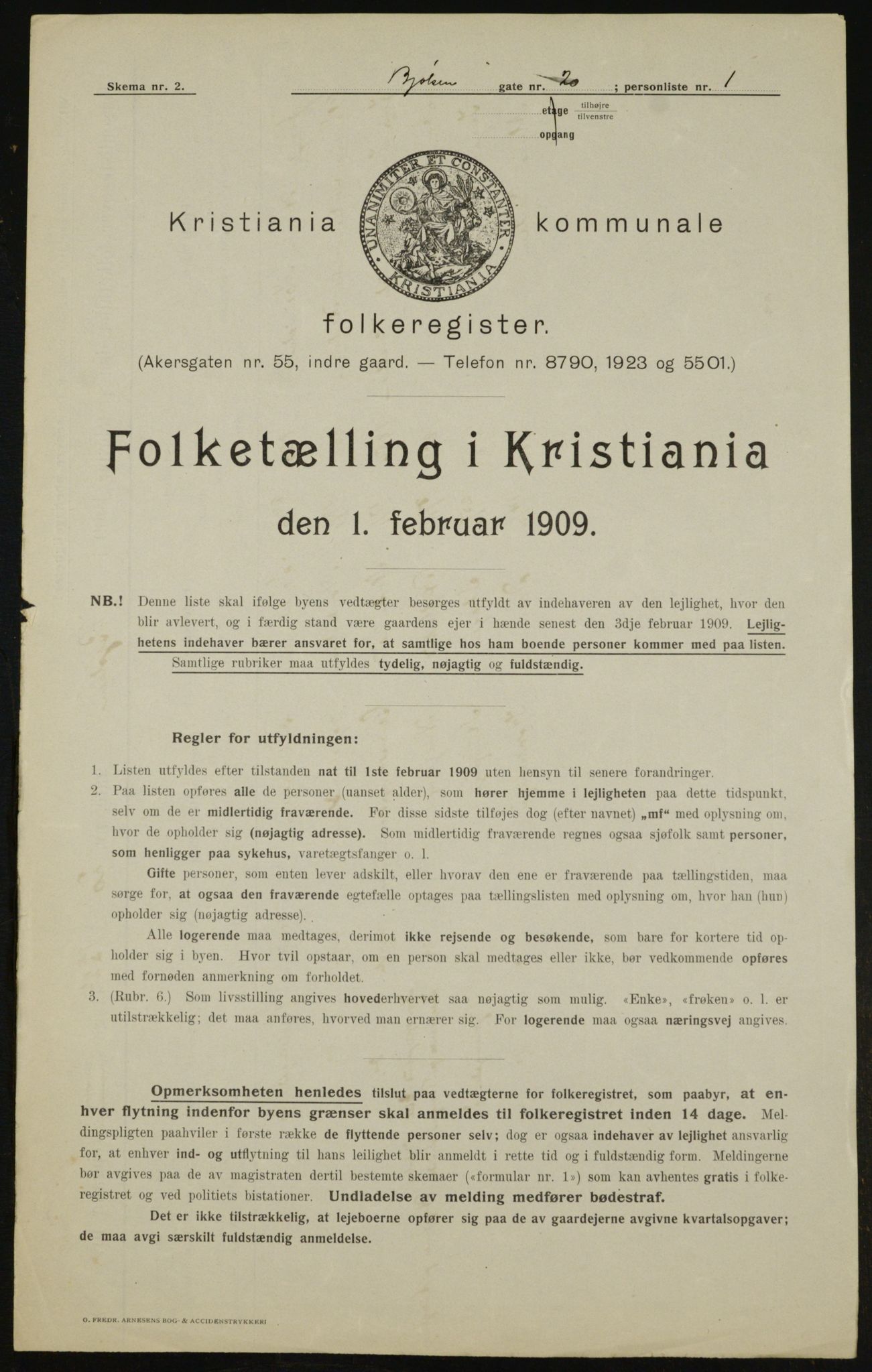 OBA, Municipal Census 1909 for Kristiania, 1909, p. 6139