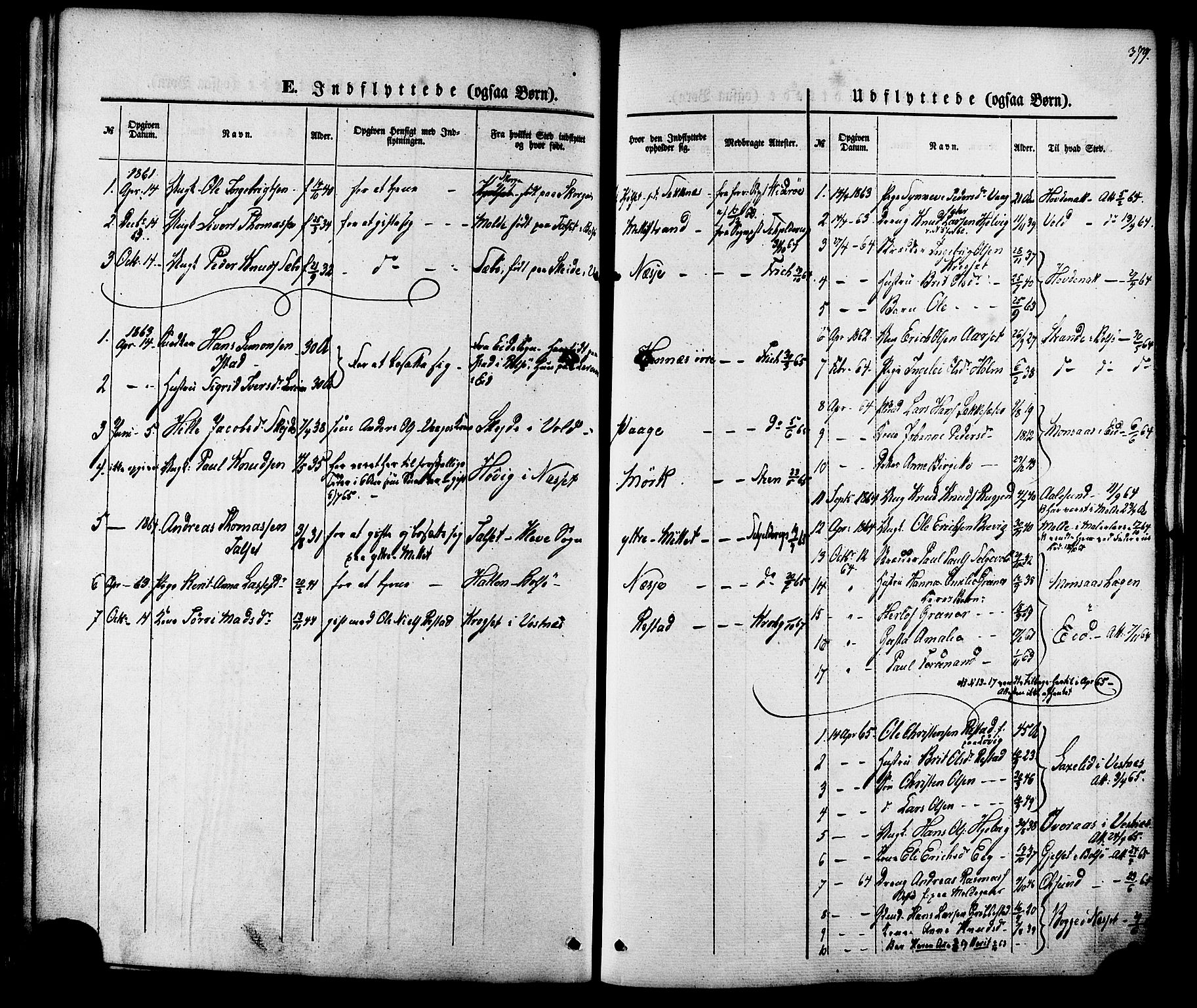 Ministerialprotokoller, klokkerbøker og fødselsregistre - Møre og Romsdal, SAT/A-1454/547/L0603: Parish register (official) no. 547A05, 1846-1877, p. 379