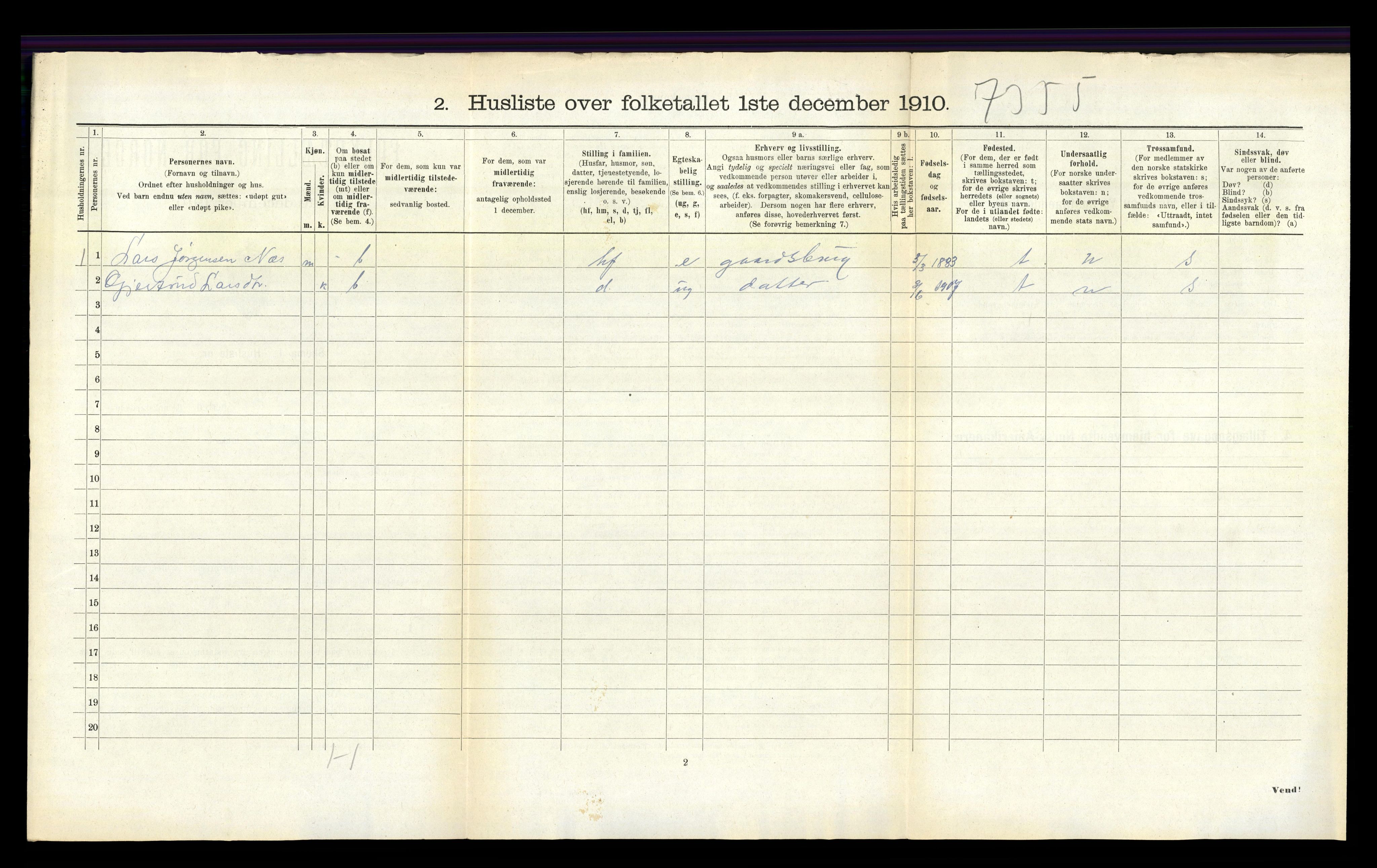 RA, 1910 census for Hafslo, 1910, p. 148