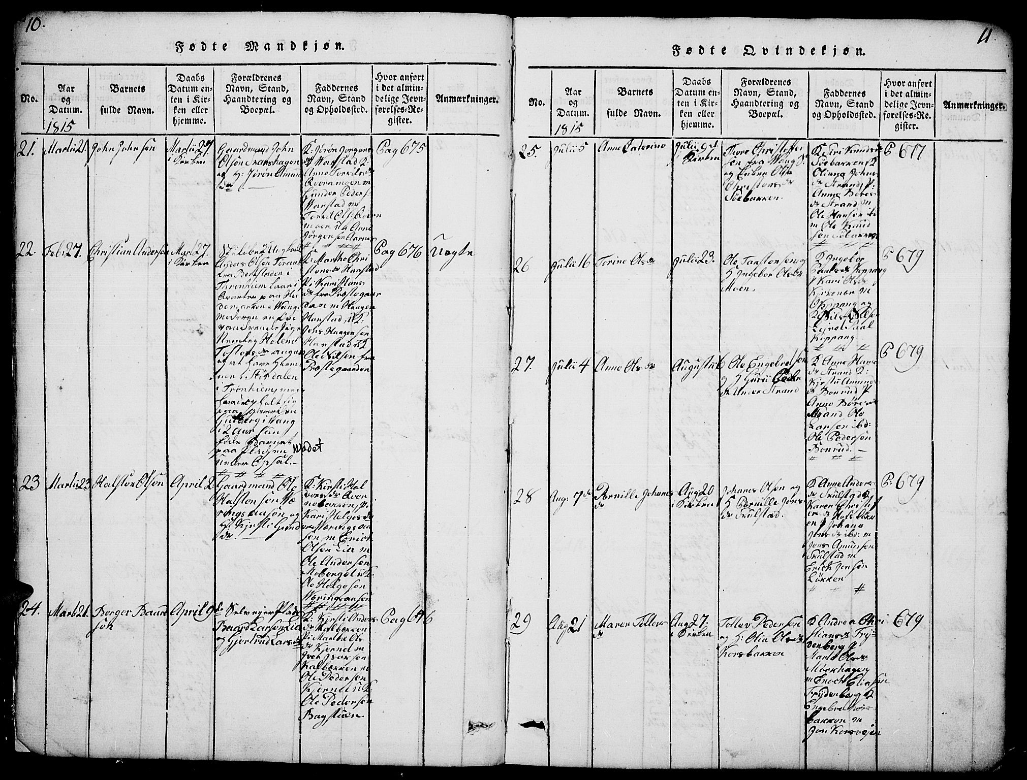 Elverum prestekontor, AV/SAH-PREST-044/H/Ha/Hab/L0001: Parish register (copy) no. 1, 1815-1829, p. 10-11