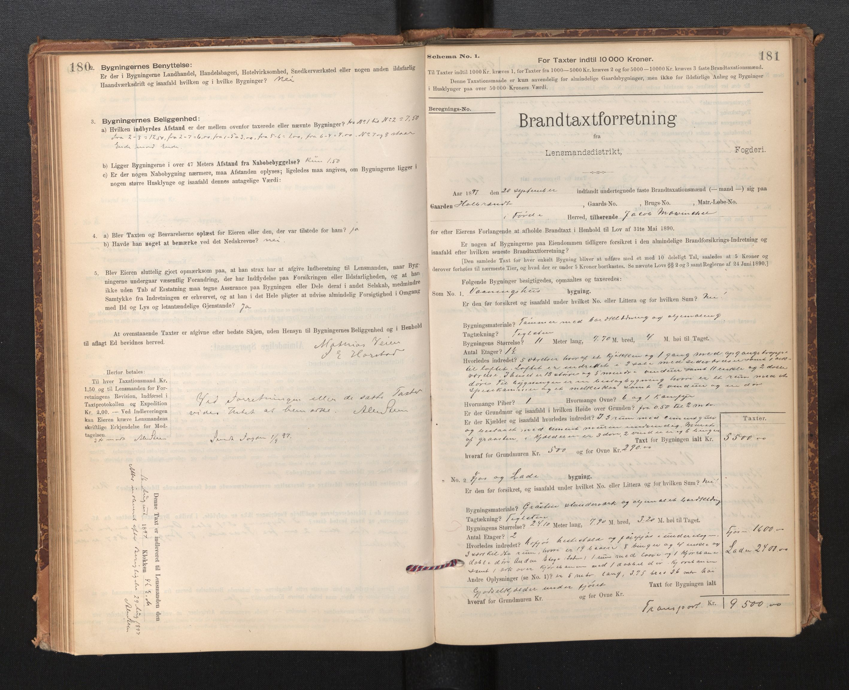 Lensmannen i Førde, AV/SAB-A-27401/0012/L0008: Branntakstprotokoll, skjematakst, 1895-1922, p. 180-181