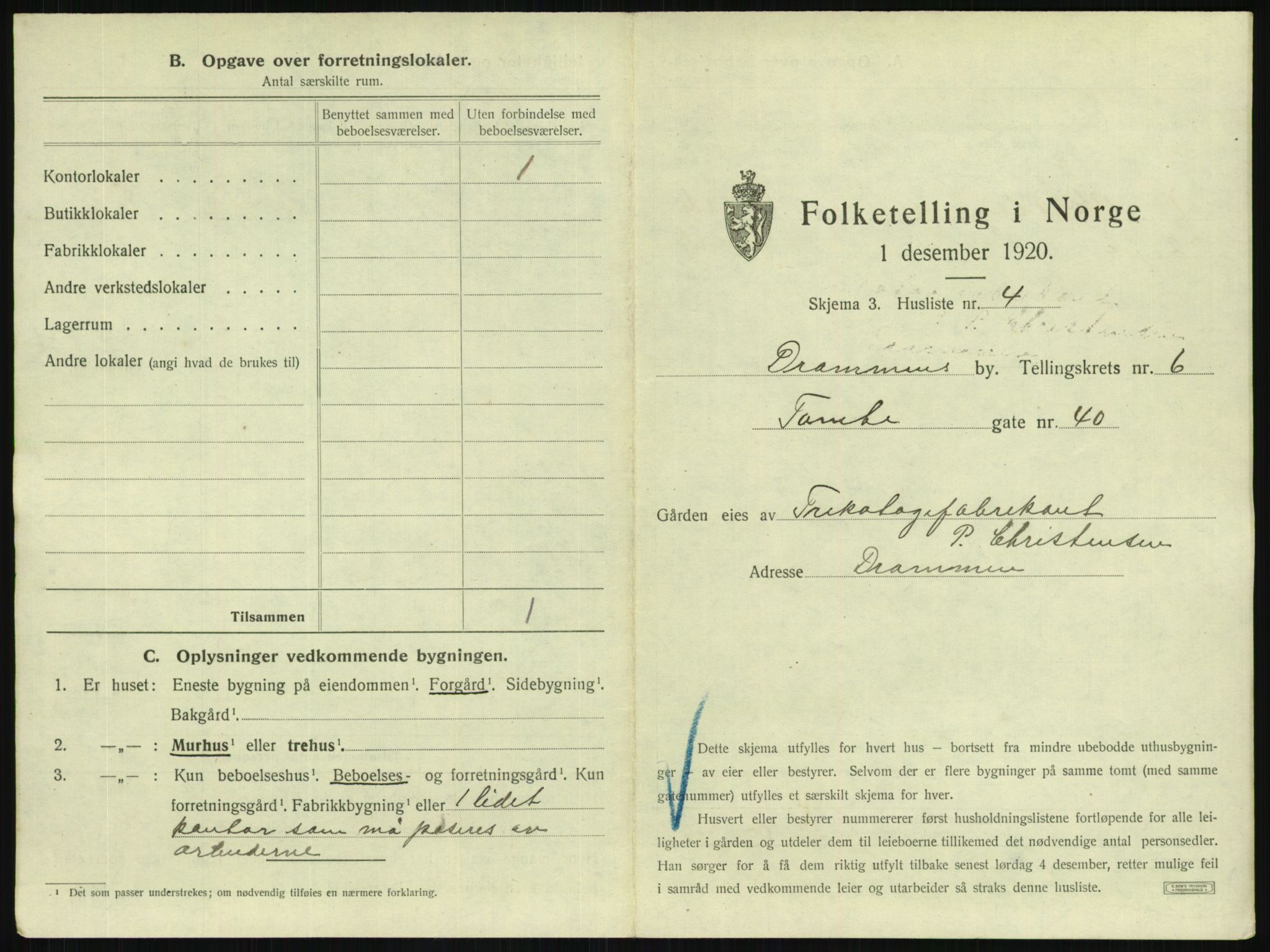 SAKO, 1920 census for Drammen, 1920, p. 2674