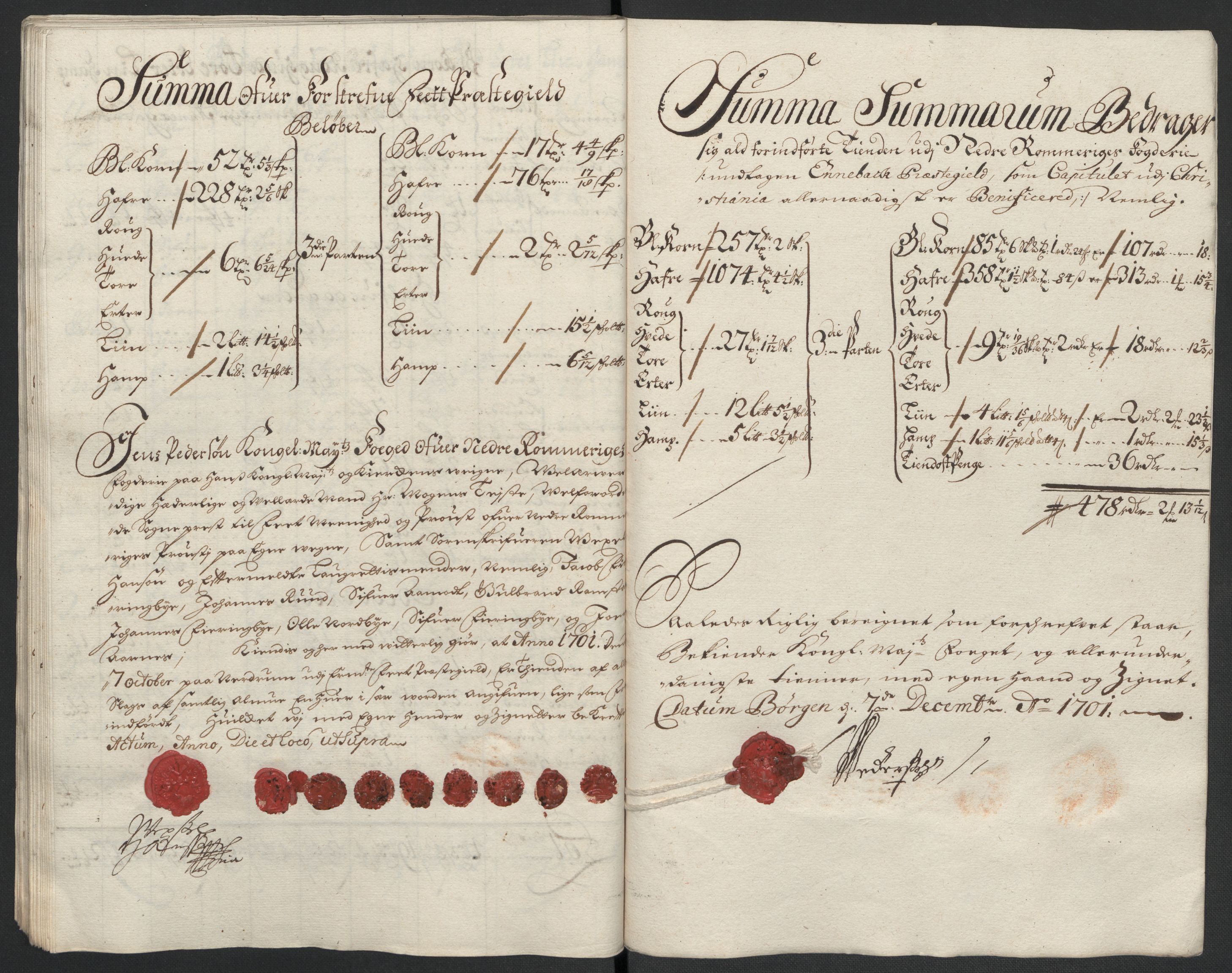 Rentekammeret inntil 1814, Reviderte regnskaper, Fogderegnskap, AV/RA-EA-4092/R11/L0584: Fogderegnskap Nedre Romerike, 1701, p. 69