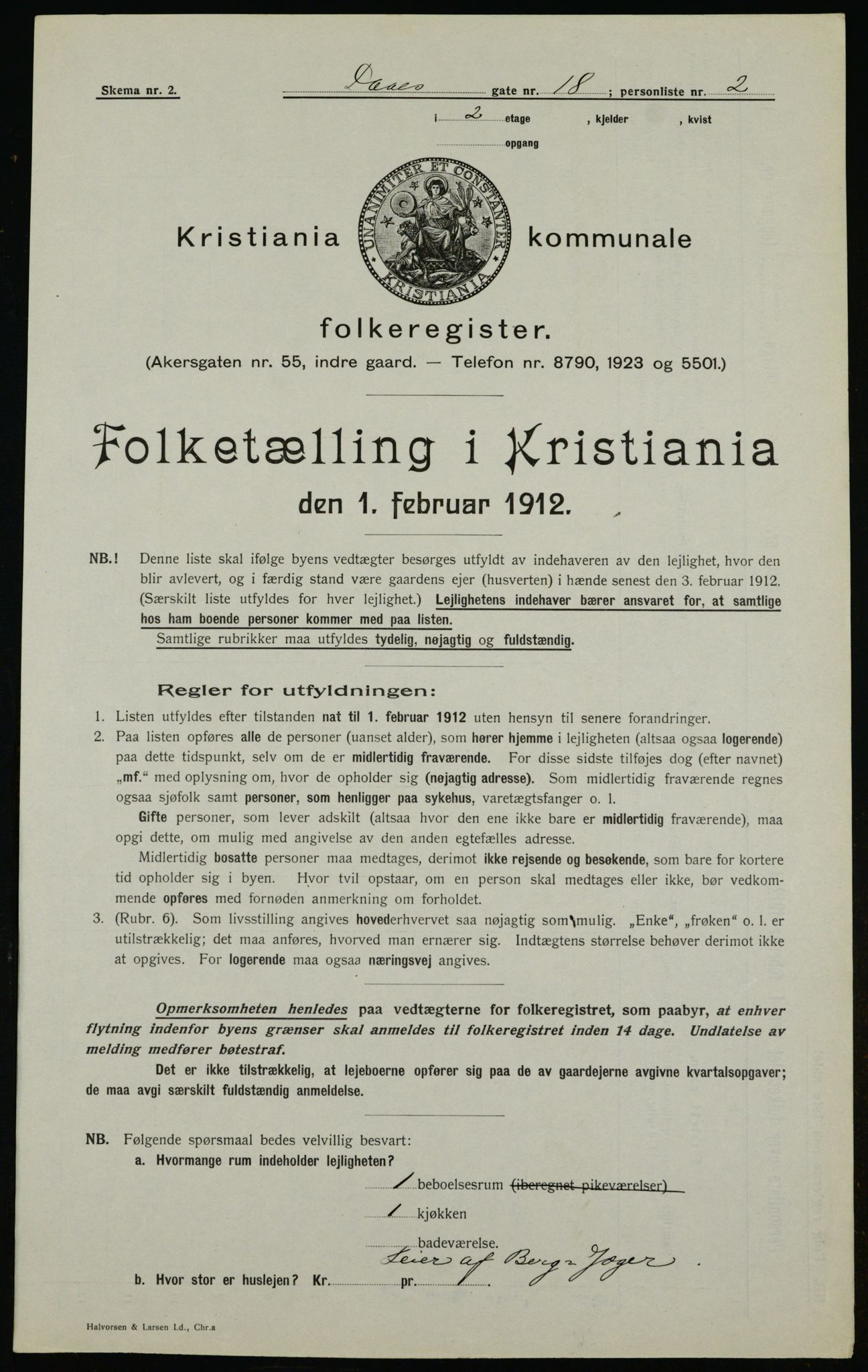 OBA, Municipal Census 1912 for Kristiania, 1912, p. 17960