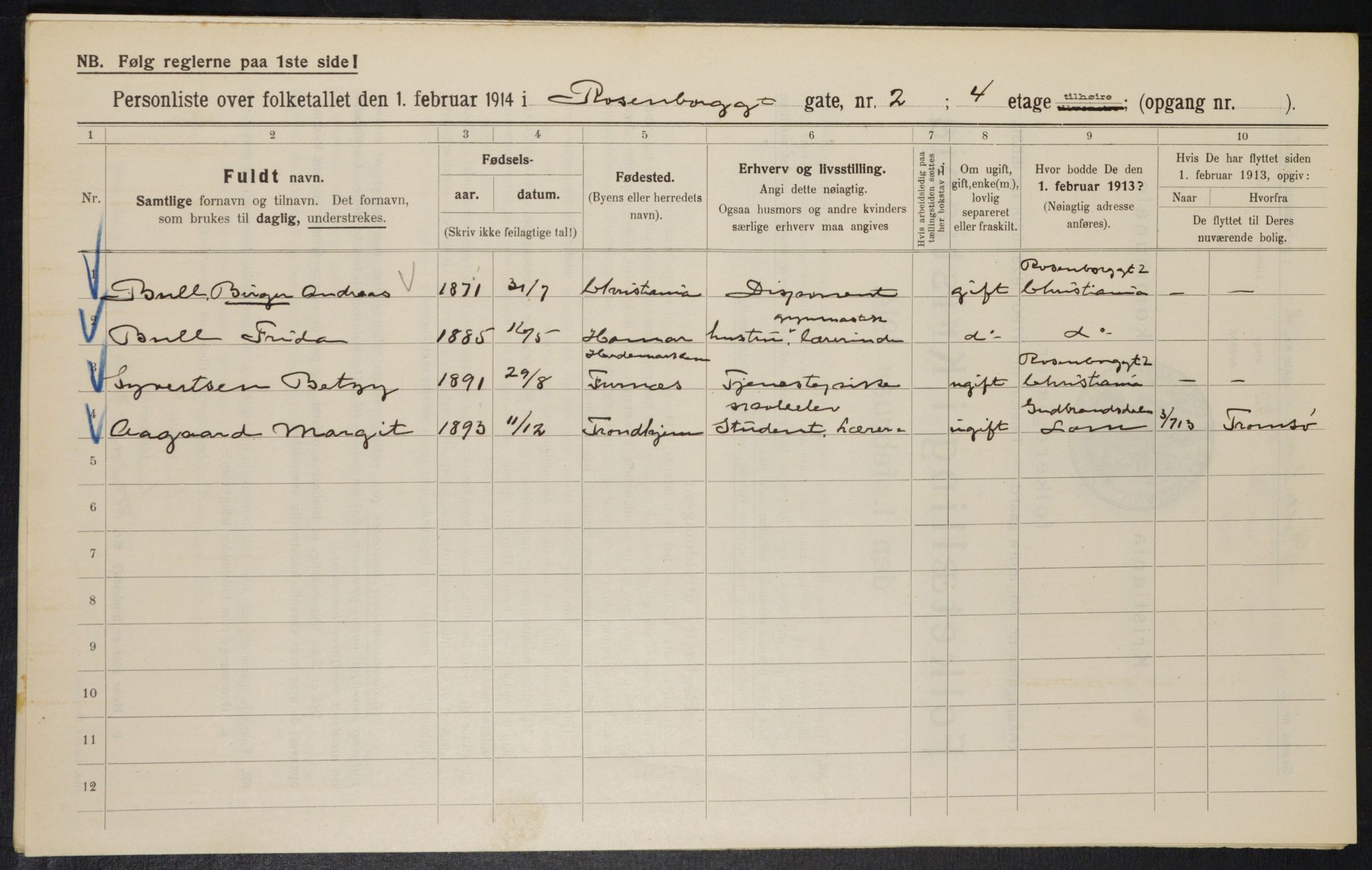 OBA, Municipal Census 1914 for Kristiania, 1914, p. 83305