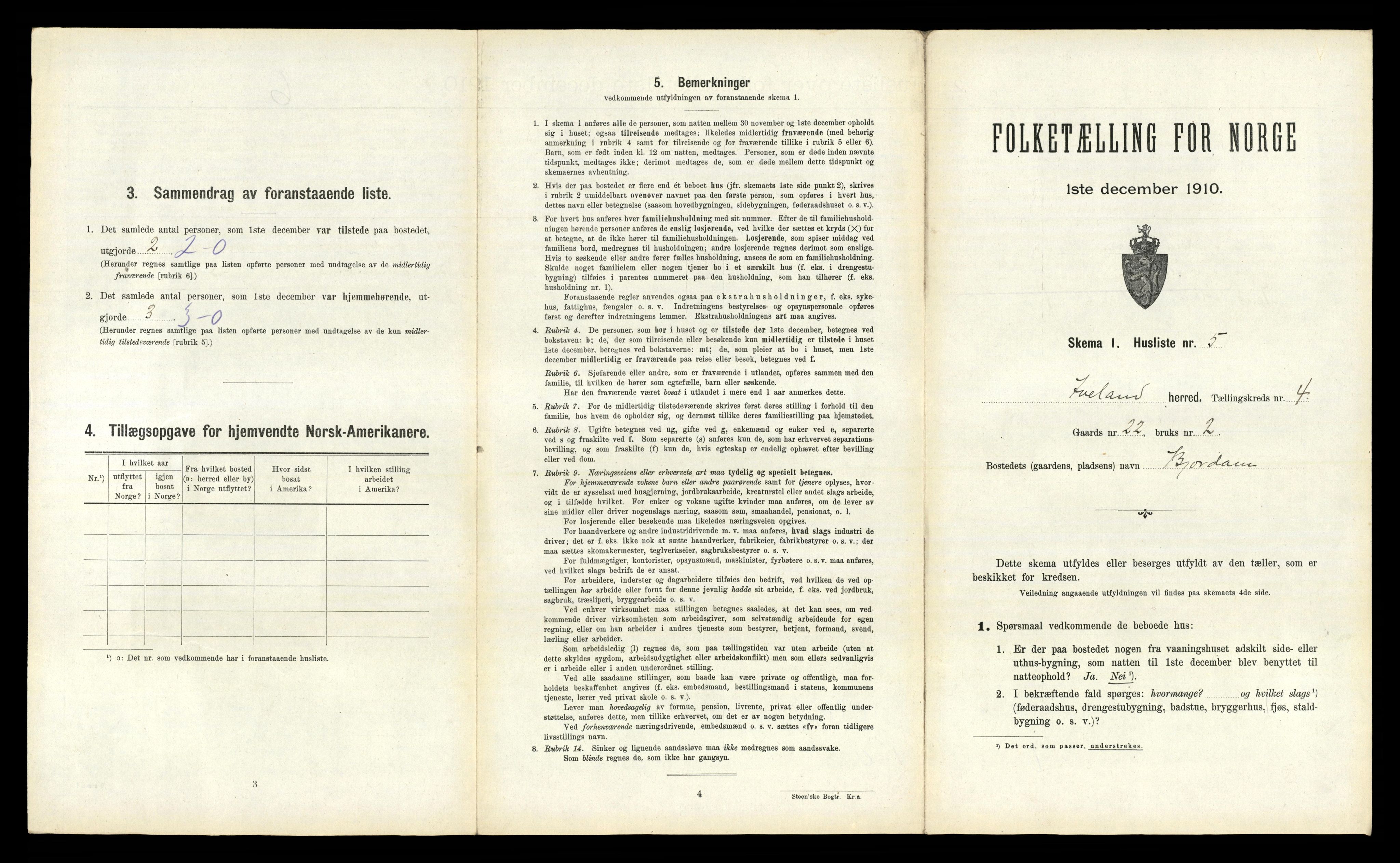 RA, 1910 census for Iveland, 1910, p. 167