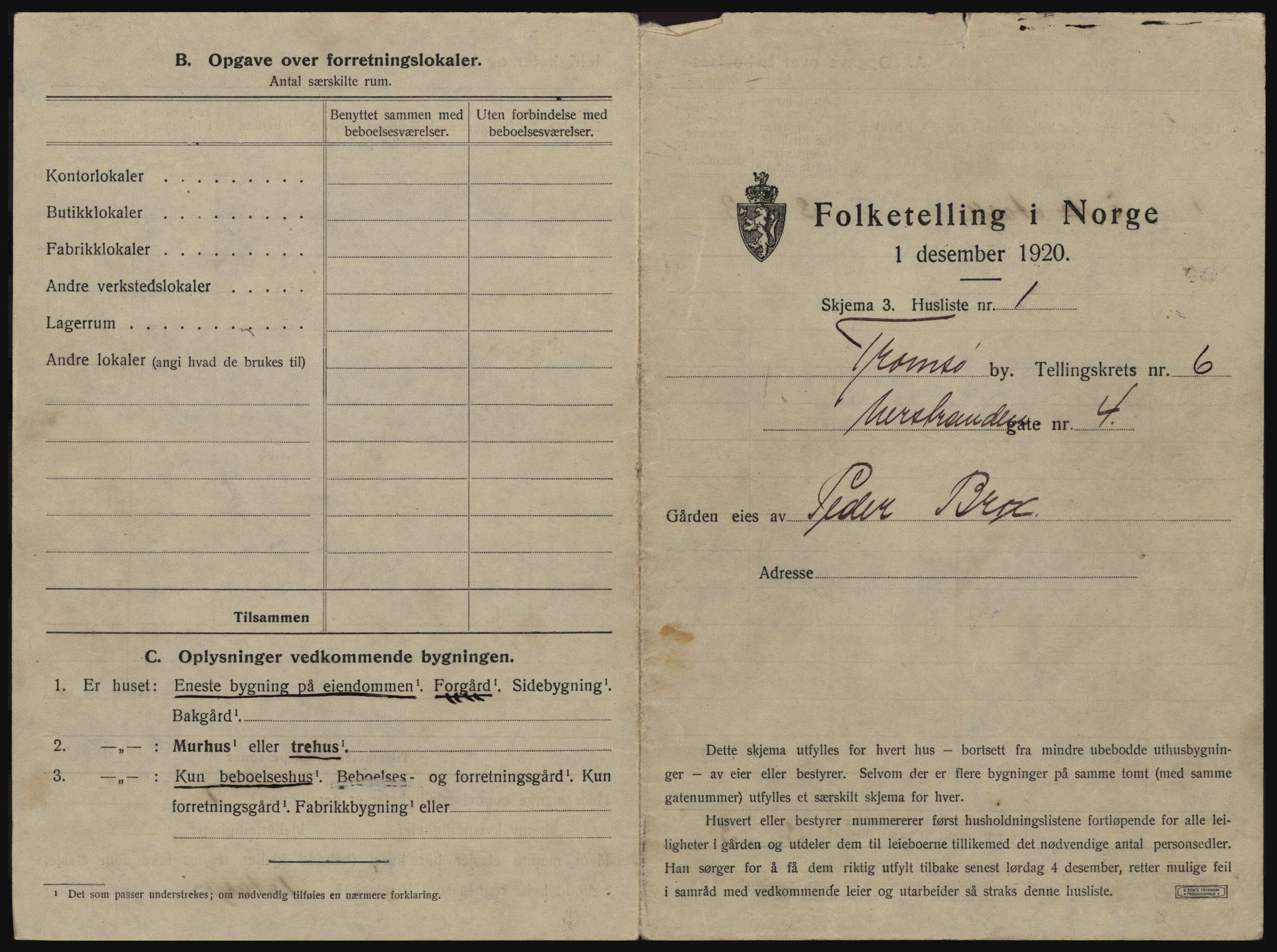 SATØ, 1920 census for Tromsø, 1920, p. 931