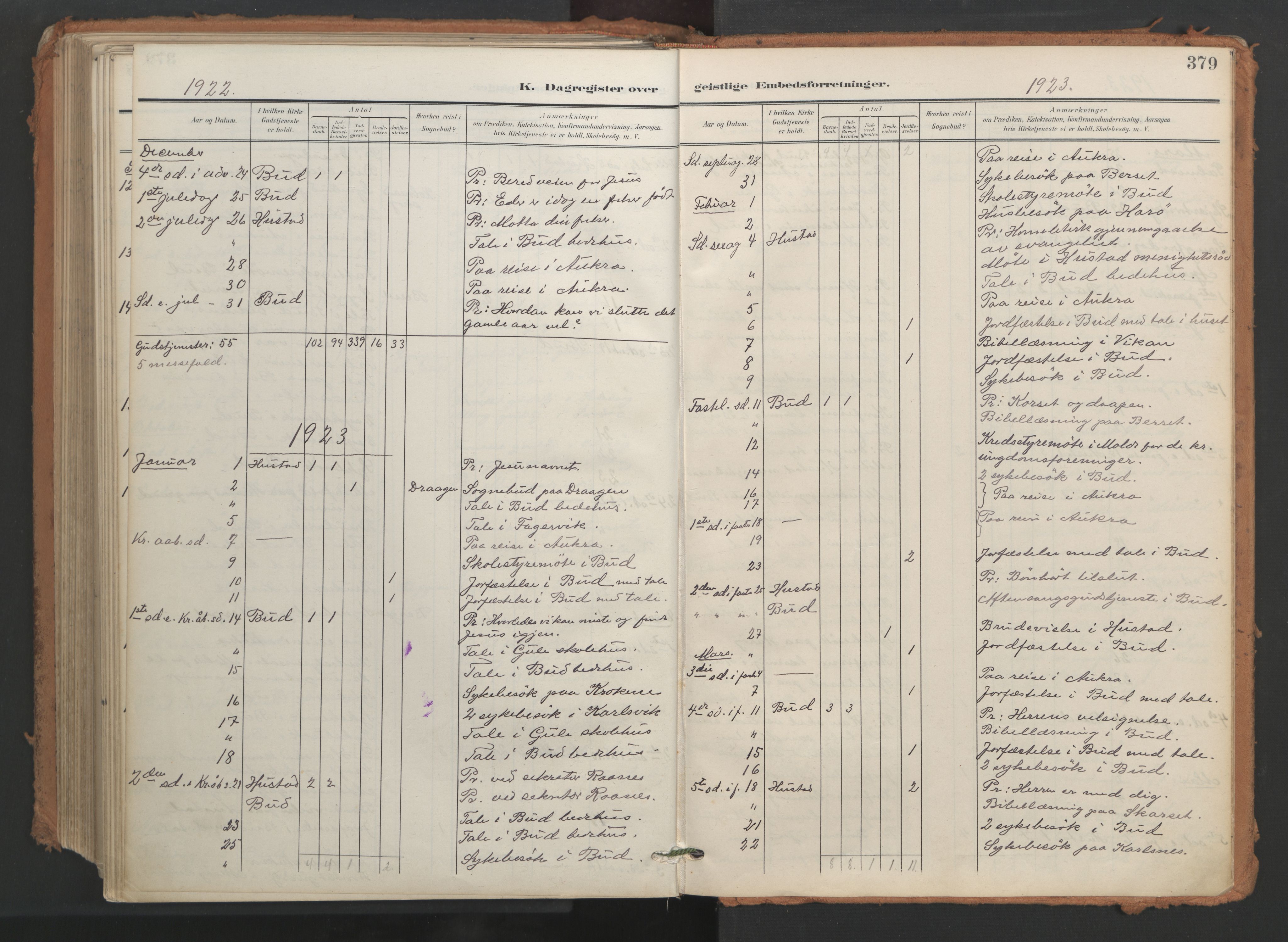 Ministerialprotokoller, klokkerbøker og fødselsregistre - Møre og Romsdal, AV/SAT-A-1454/566/L0771: Parish register (official) no. 566A10, 1904-1929, p. 379