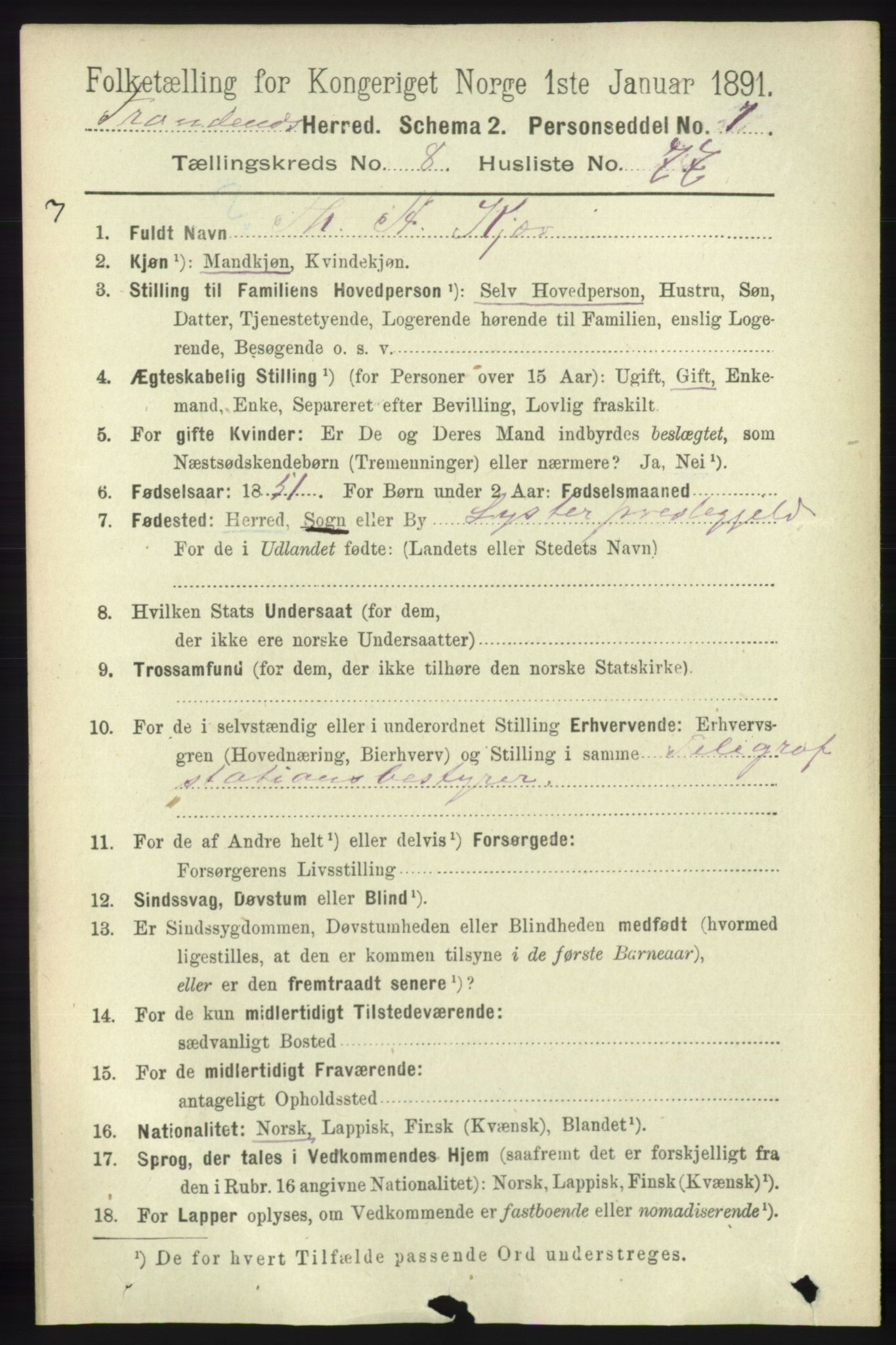 RA, 1891 census for 1914 Trondenes, 1891, p. 6259