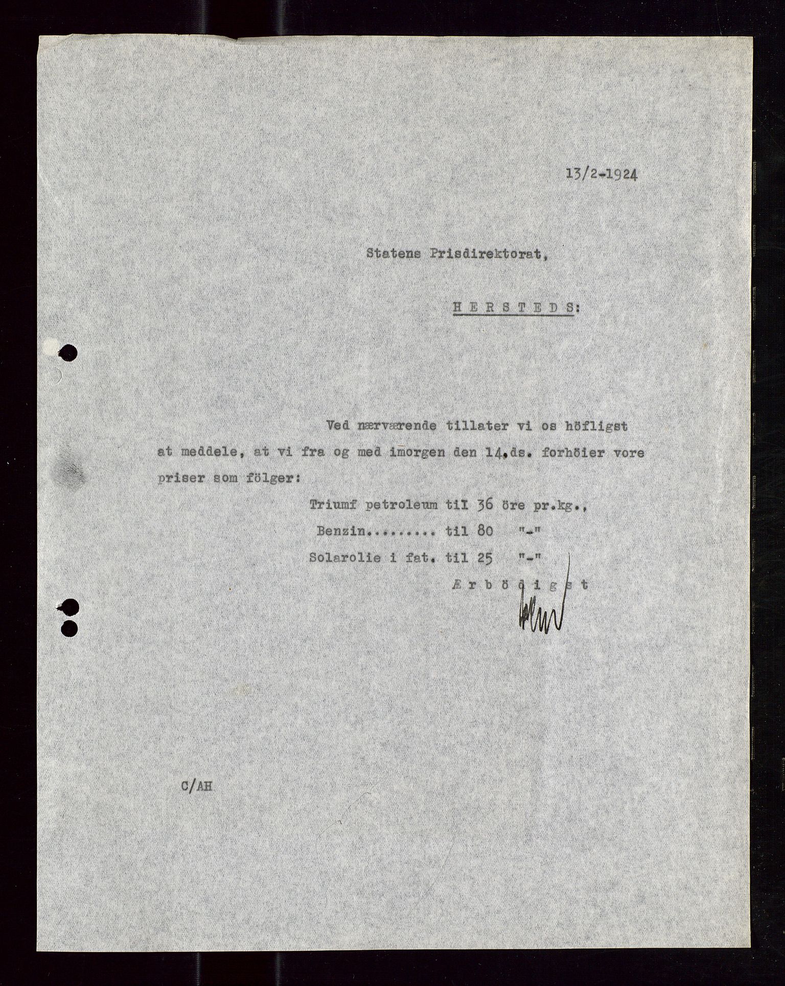 Pa 1521 - A/S Norske Shell, AV/SAST-A-101915/E/Ea/Eaa/L0013: Sjefskorrespondanse, 1924, p. 169