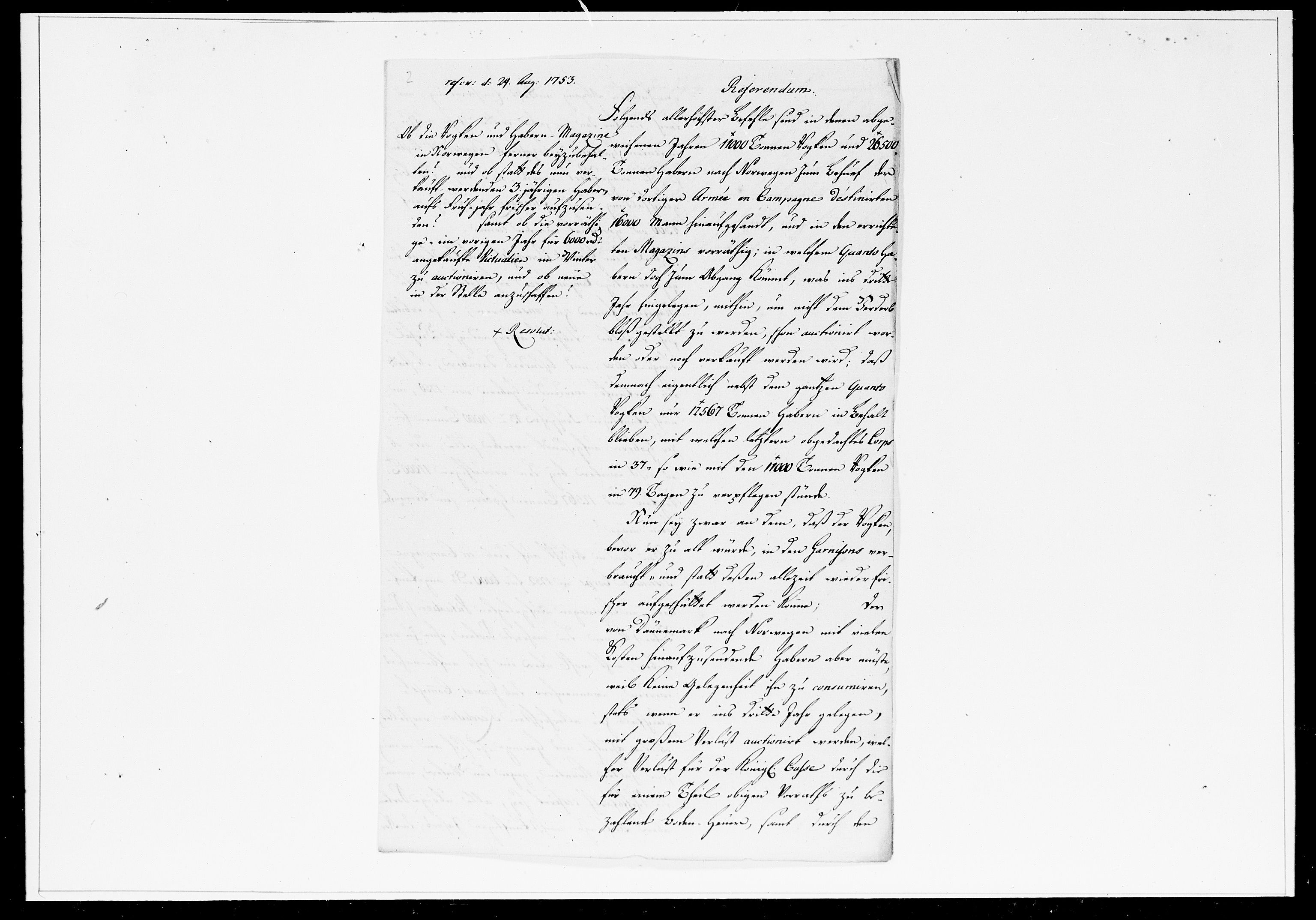 Krigskollegiet, Krigskancelliet, DRA/A-0006/-/1241-1247: Refererede sager, 1753, p. 281