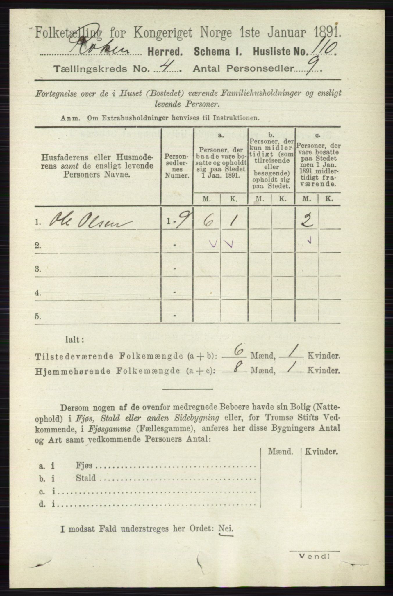 RA, 1891 census for 0627 Røyken, 1891, p. 1844