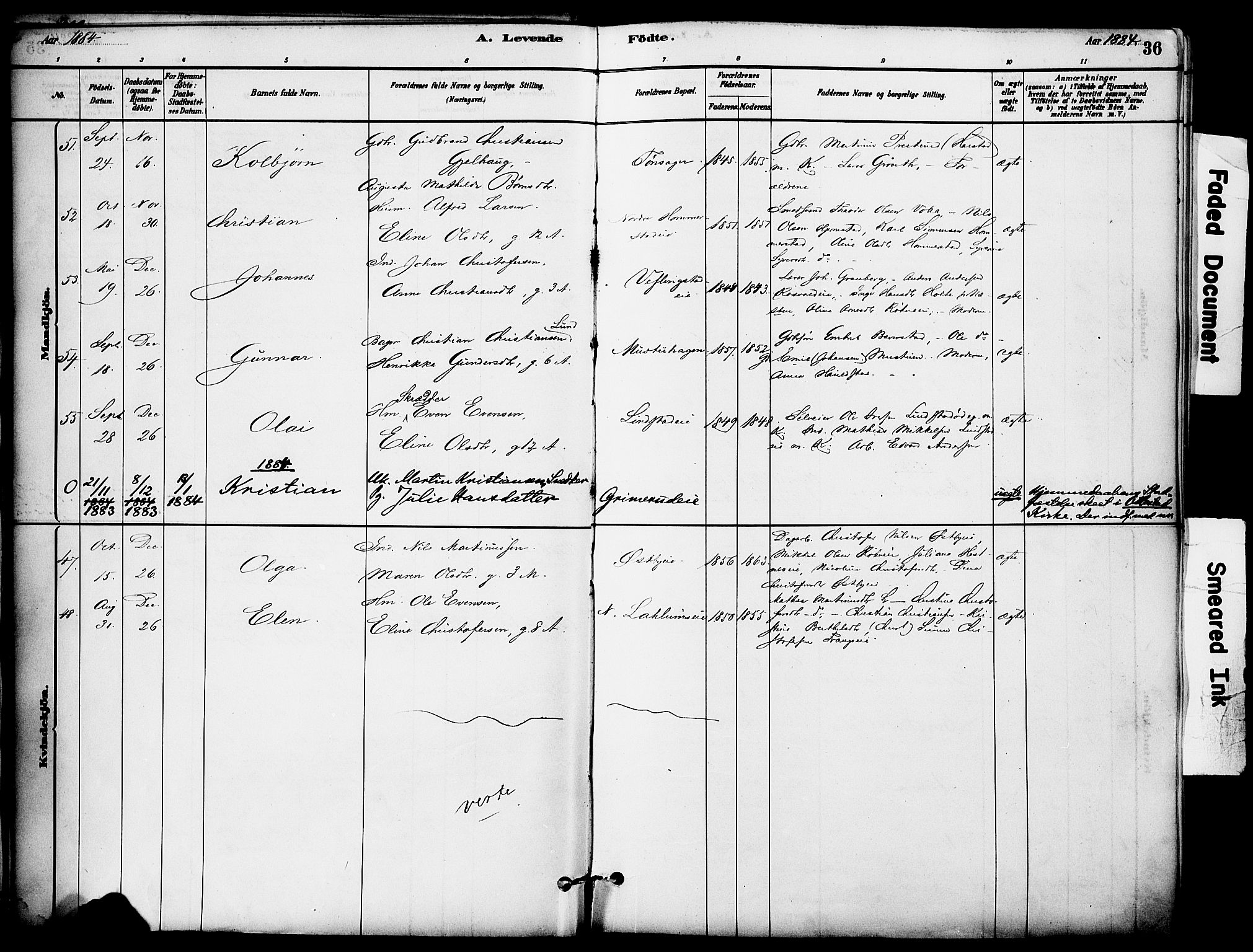 Stange prestekontor, AV/SAH-PREST-002/K/L0017: Parish register (official) no. 17, 1880-1893, p. 36