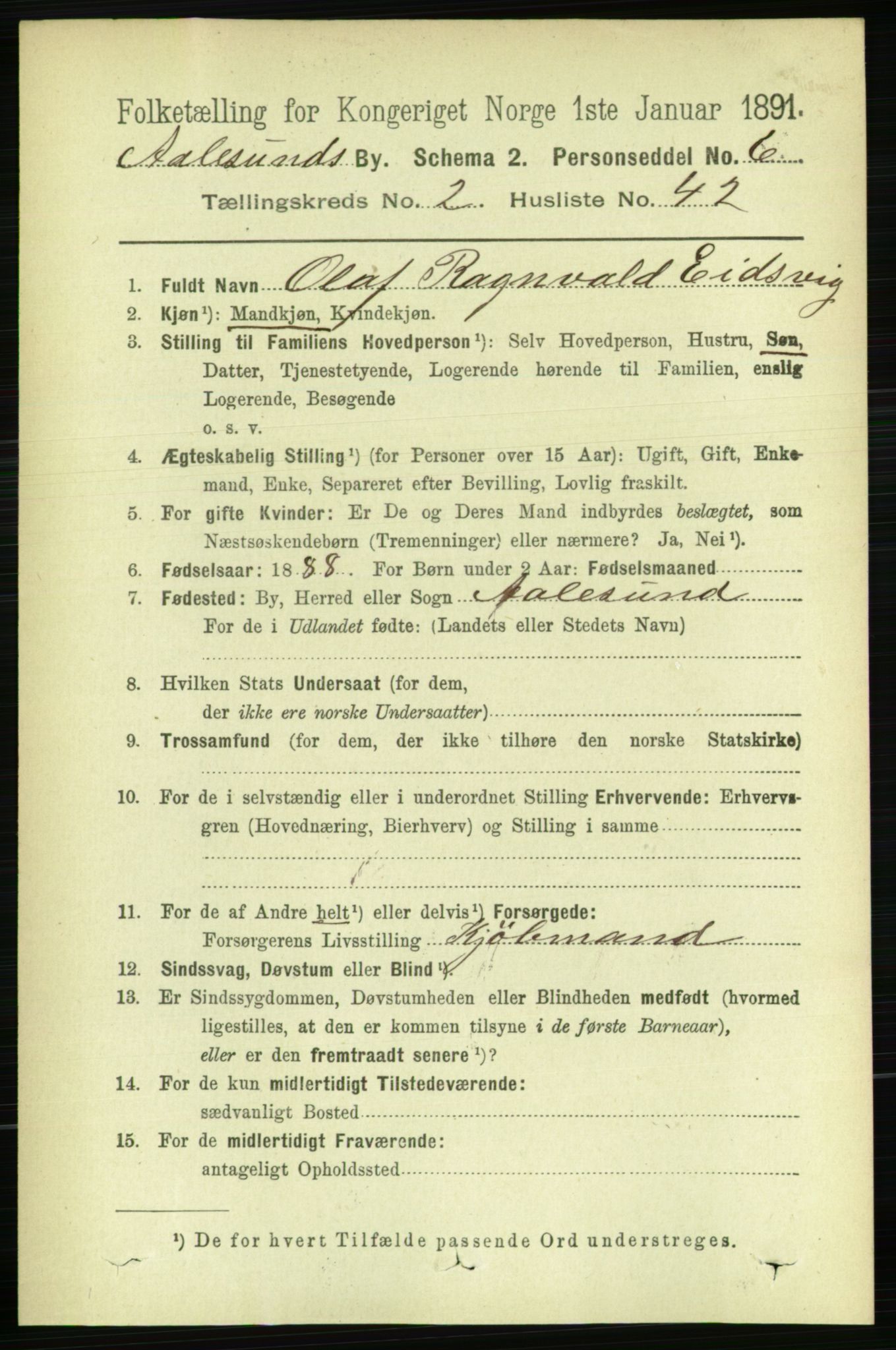 RA, 1891 census for 1501 Ålesund, 1891, p. 2269