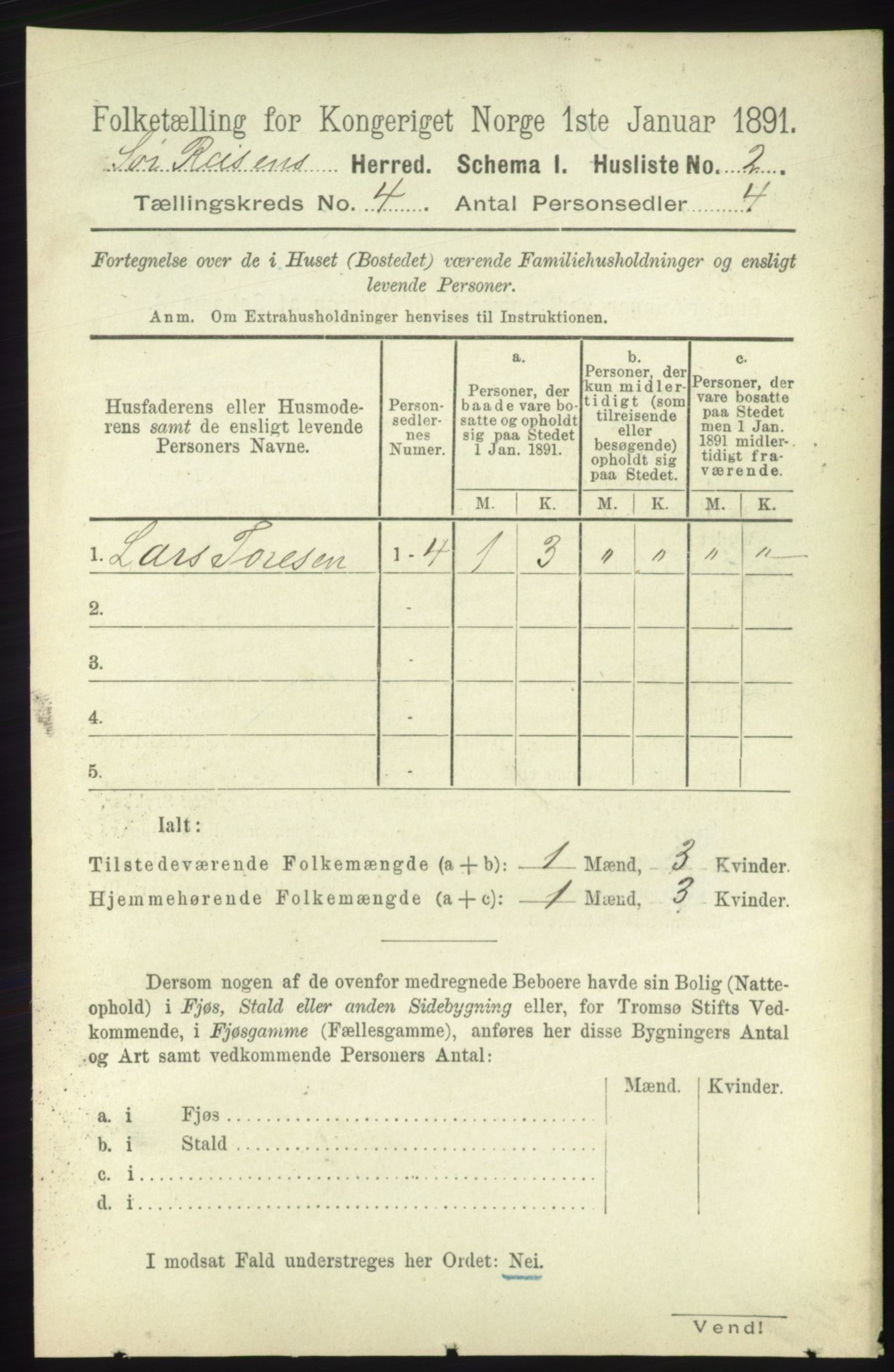 RA, 1891 census for 1925 Sørreisa, 1891, p. 1013