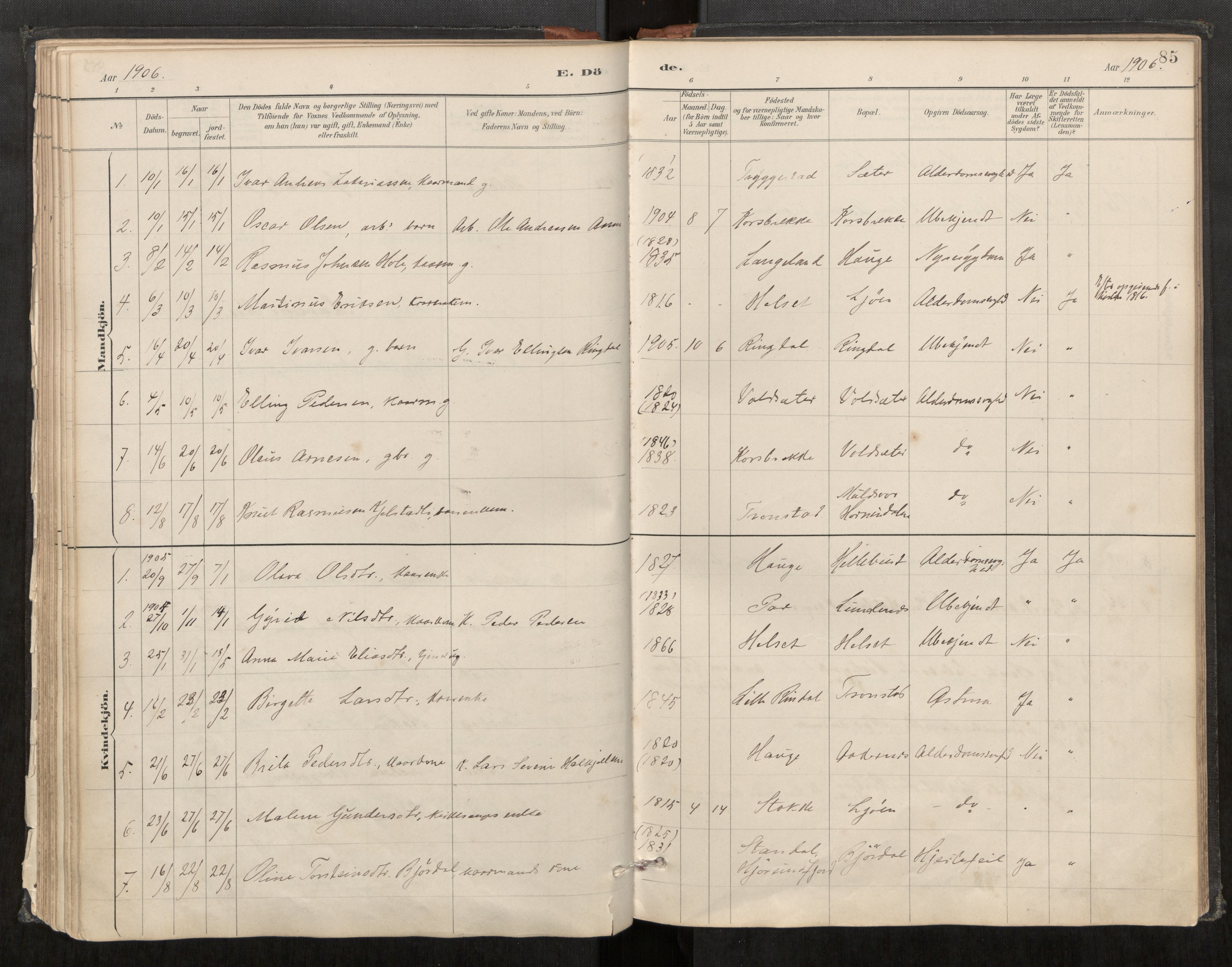 Sunnylven sokneprestkontor, SAT/A-1007: Parish register (official) no. 517A09, 1887-1910, p. 85