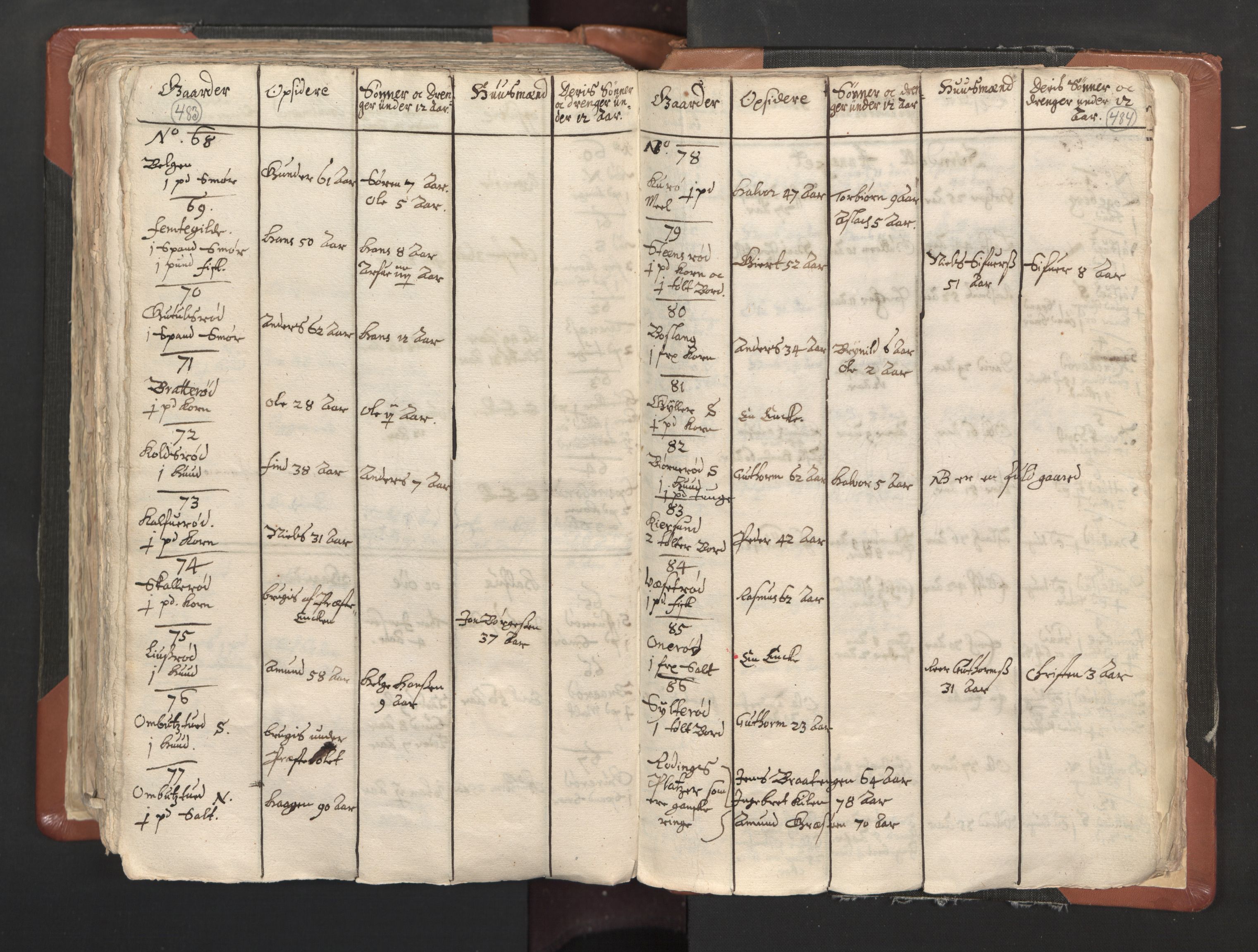 RA, Vicar's Census 1664-1666, no. 1: Nedre Borgesyssel deanery, 1664-1666, p. 483-484