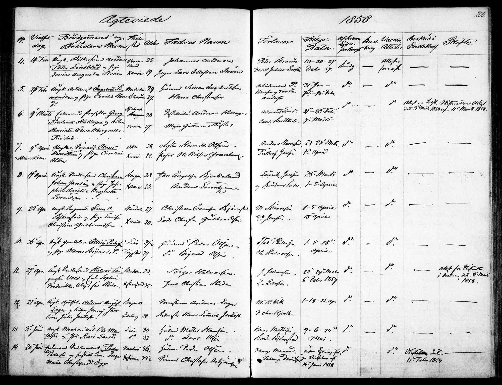 Garnisonsmenigheten Kirkebøker, AV/SAO-A-10846/F/Fa/L0009: Parish register (official) no. 9, 1842-1859, p. 206