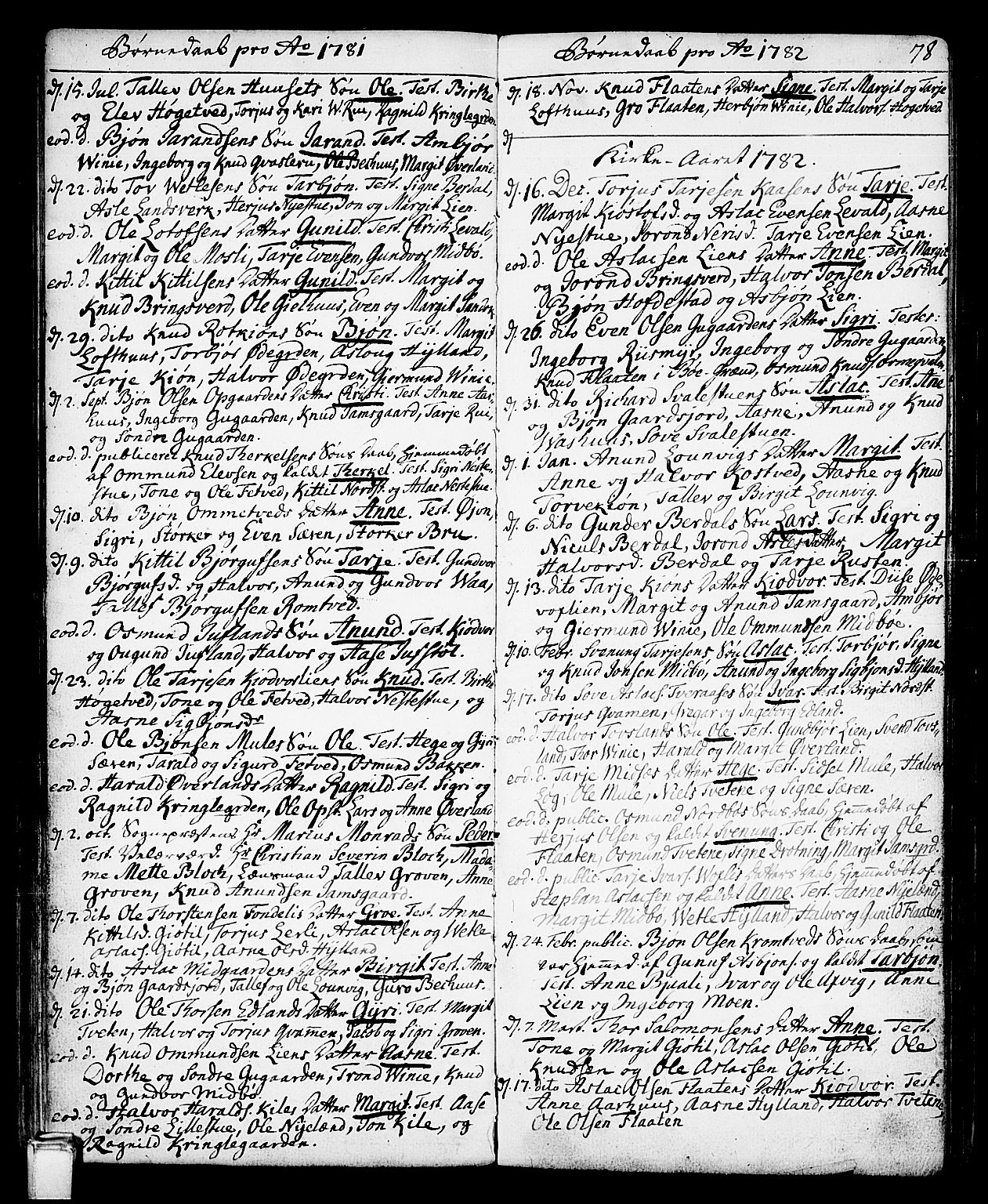 Vinje kirkebøker, SAKO/A-312/F/Fa/L0002: Parish register (official) no. I 2, 1767-1814, p. 78