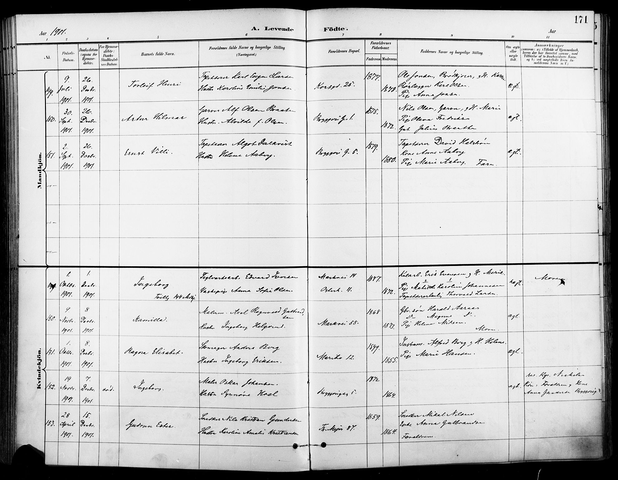 Jakob prestekontor Kirkebøker, SAO/A-10850/F/Fa/L0005: Parish register (official) no. 5, 1896-1903, p. 171
