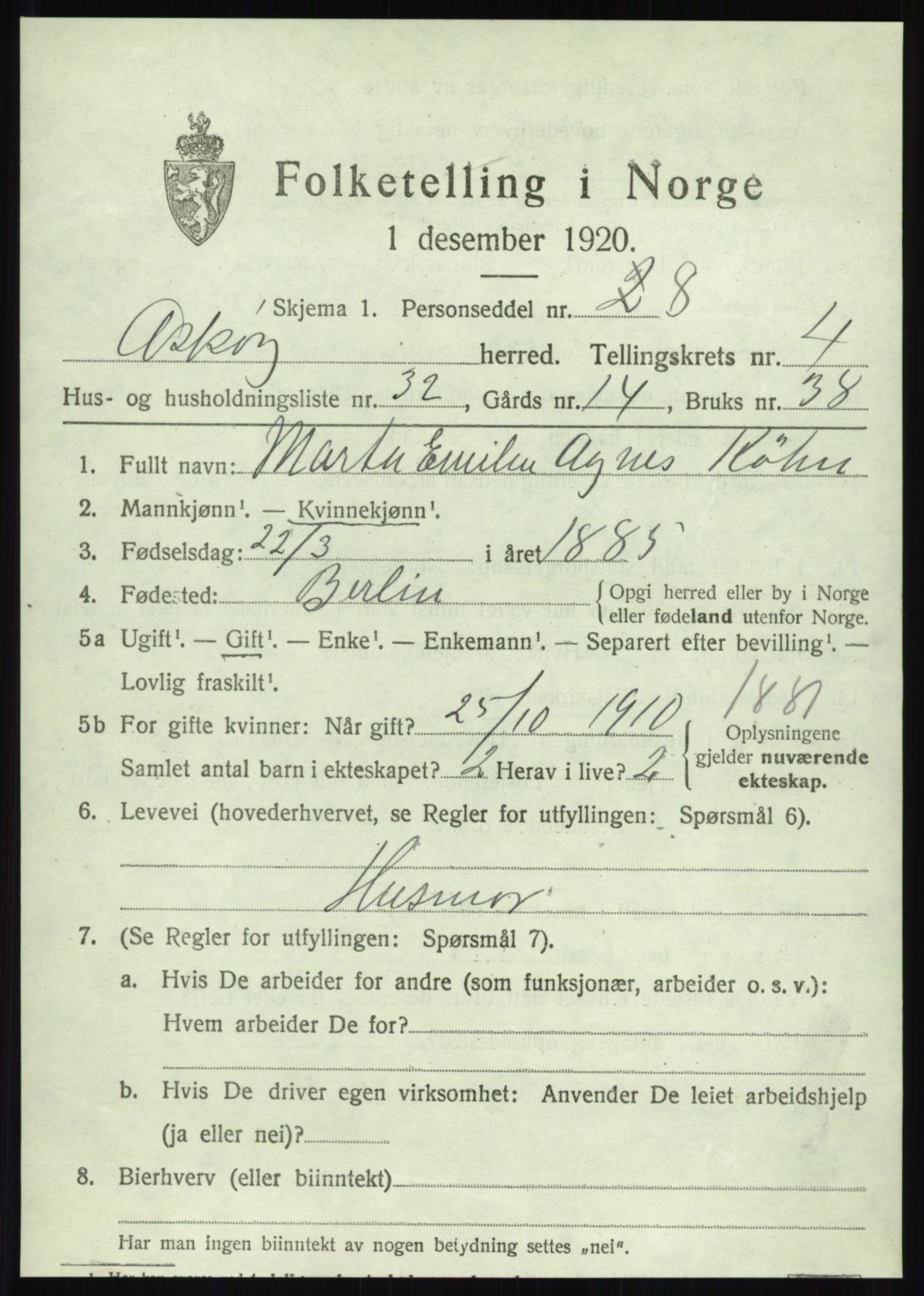 SAB, 1920 census for Askøy, 1920, p. 8026