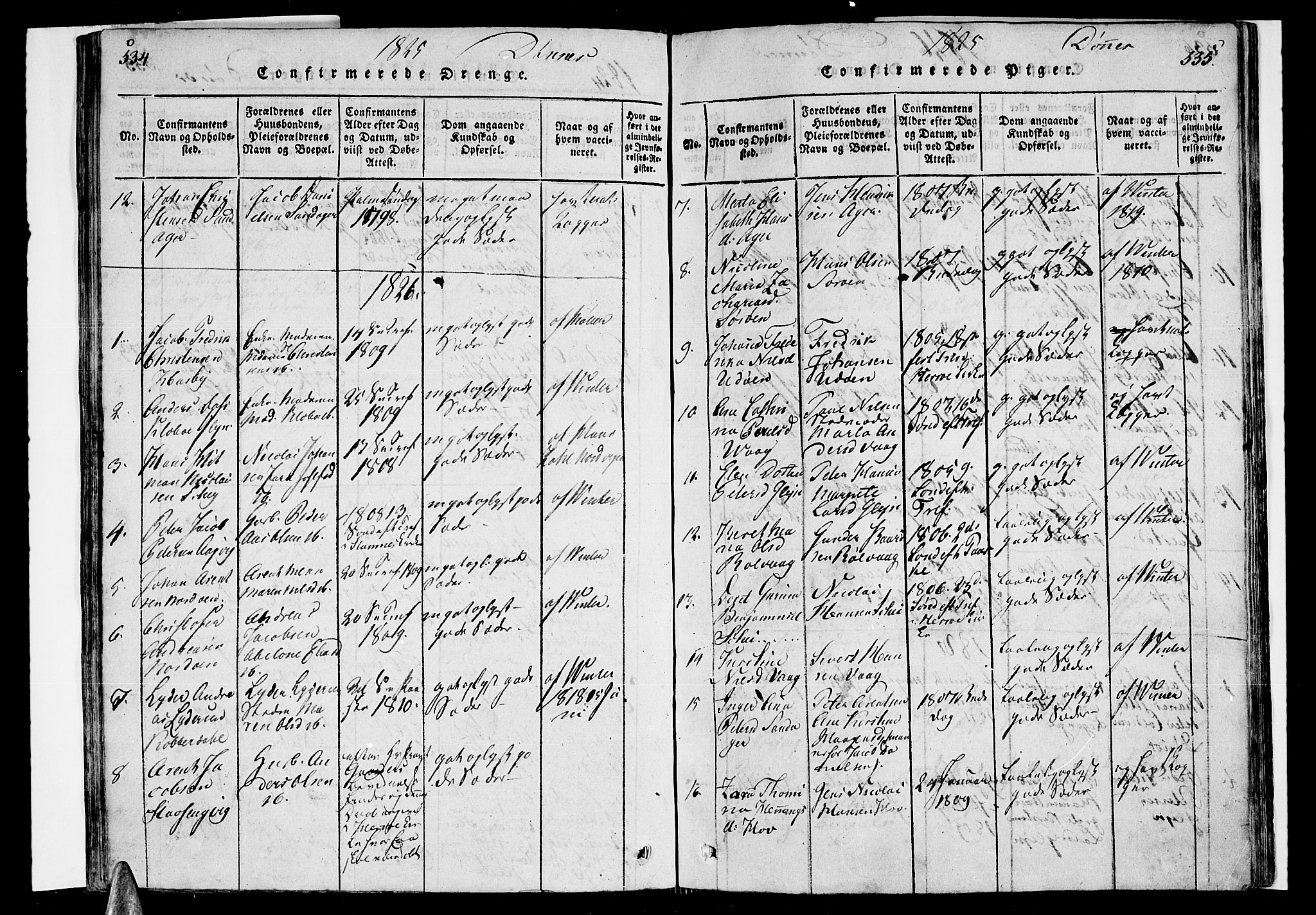 Ministerialprotokoller, klokkerbøker og fødselsregistre - Nordland, AV/SAT-A-1459/838/L0547: Parish register (official) no. 838A05 /2, 1820-1828, p. 534-535