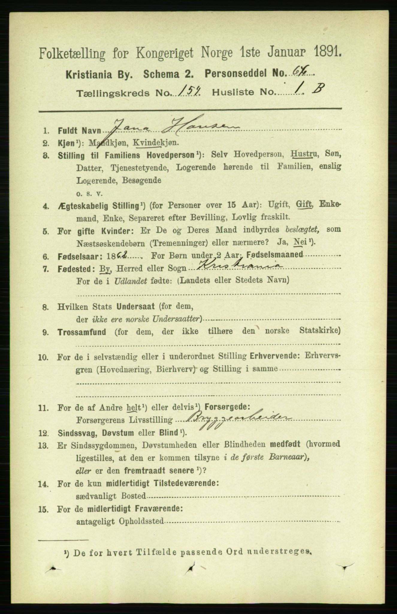 RA, 1891 census for 0301 Kristiania, 1891, p. 87310