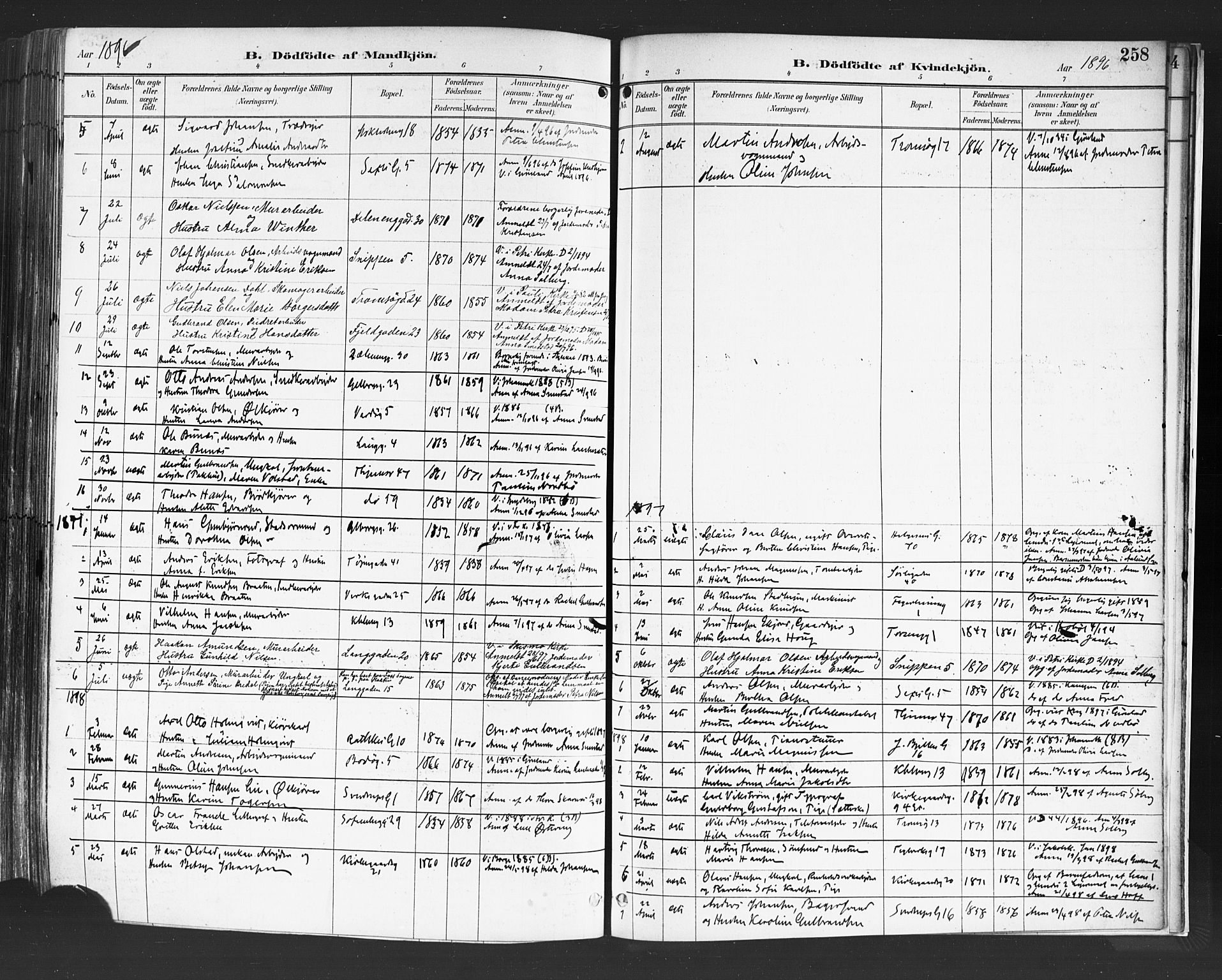 Petrus prestekontor Kirkebøker, SAO/A-10872/F/Fa/L0004: Parish register (official) no. 4, 1888-1898, p. 258
