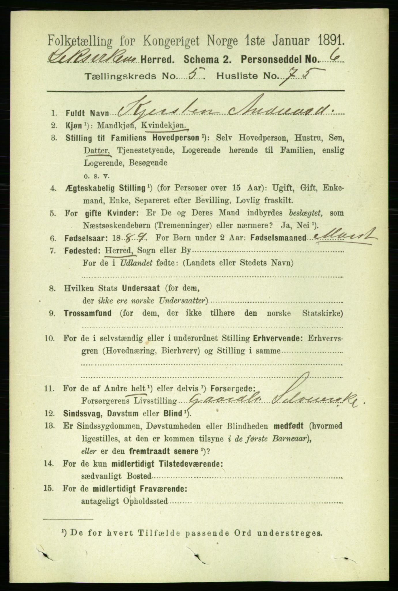 RA, 1891 census for 1718 Leksvik, 1891, p. 3099