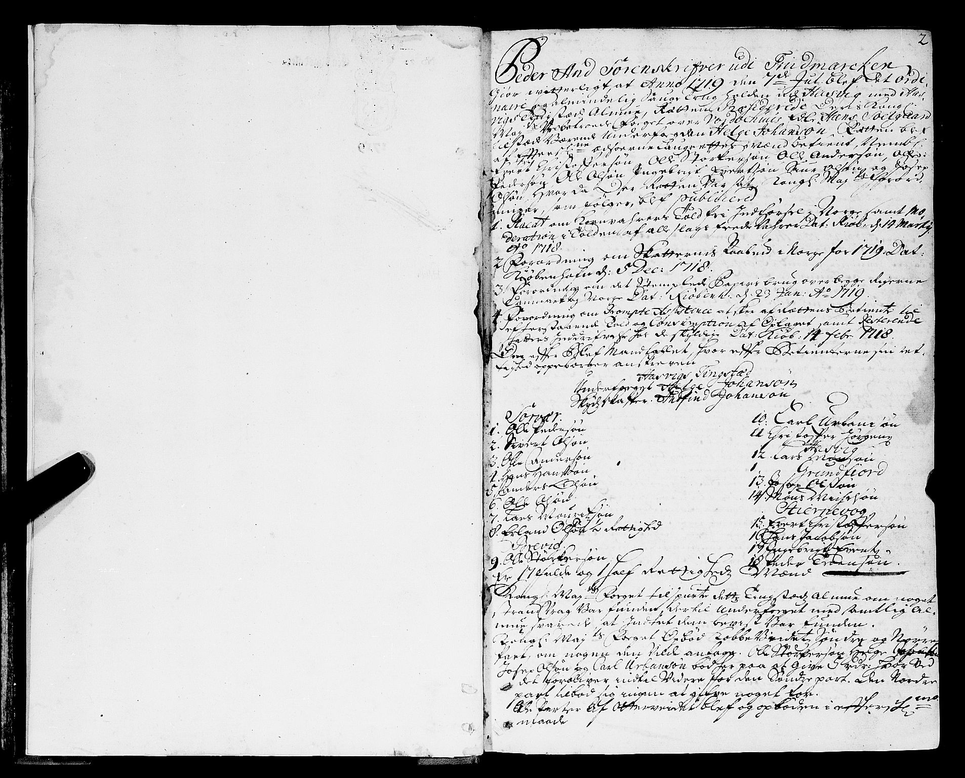 Finnmark sorenskriveri, SATØ/S-0053/F/Fa/L0036: Justisprotokoller, 1719-1722, p. 1b-2a