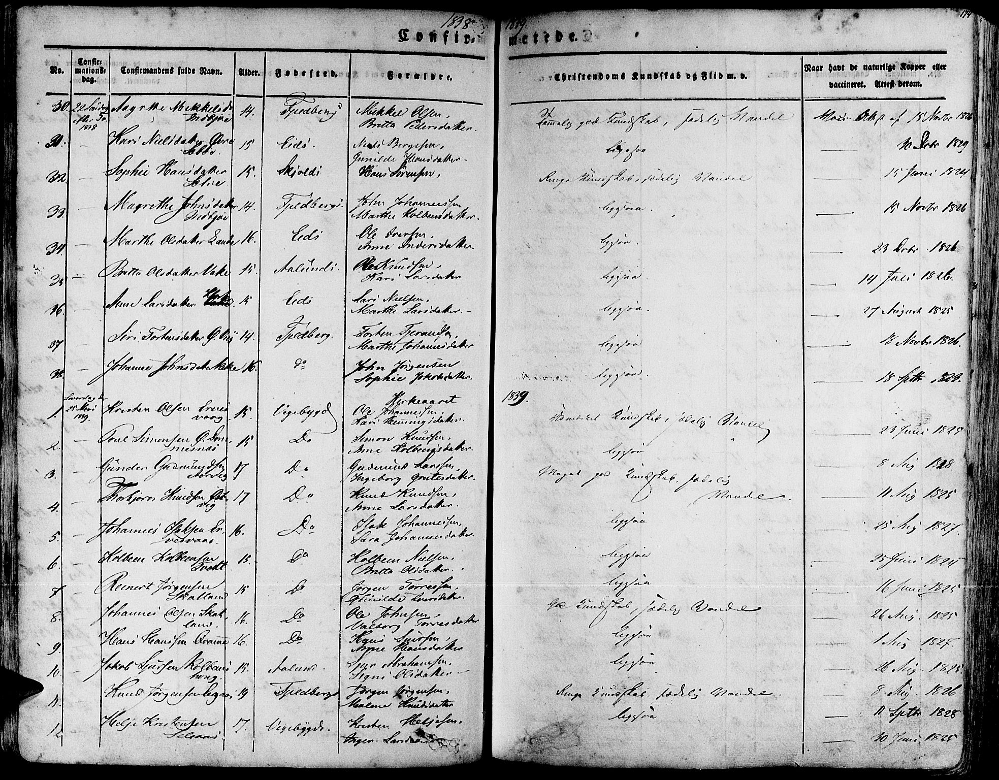 Fjelberg sokneprestembete, SAB/A-75201/H/Haa: Parish register (official) no. A 6, 1835-1851, p. 174