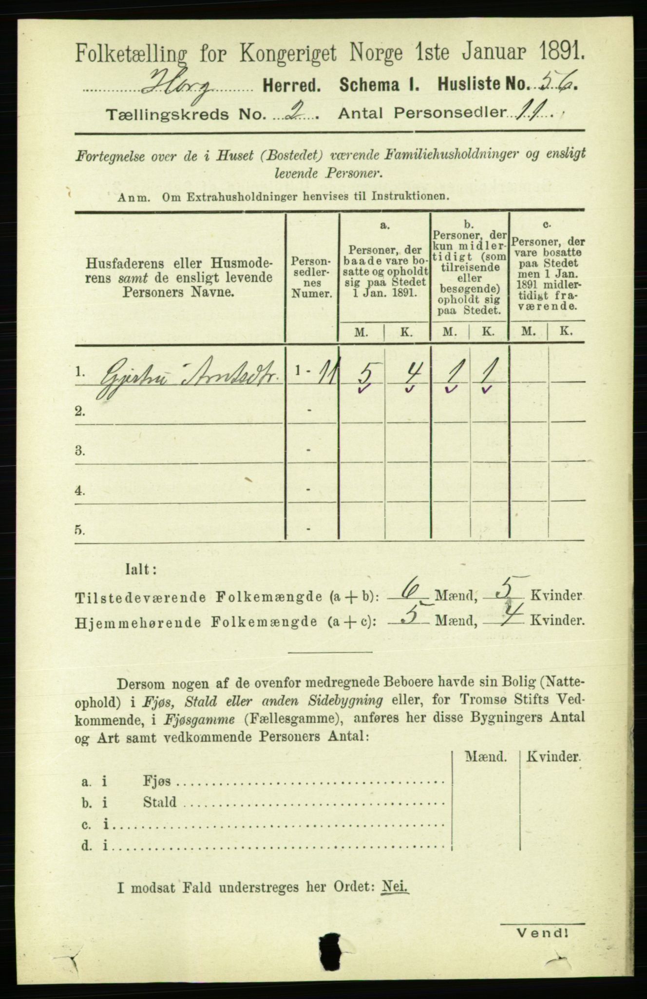 RA, 1891 census for 1650 Horg, 1891, p. 648