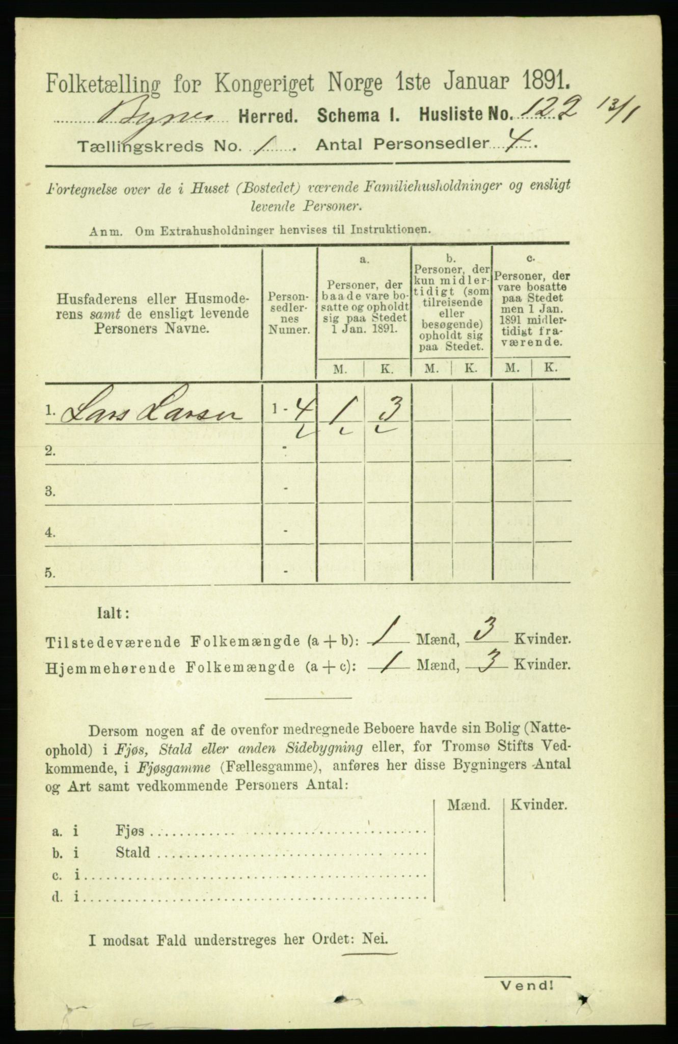 RA, 1891 census for 1655 Byneset, 1891, p. 138