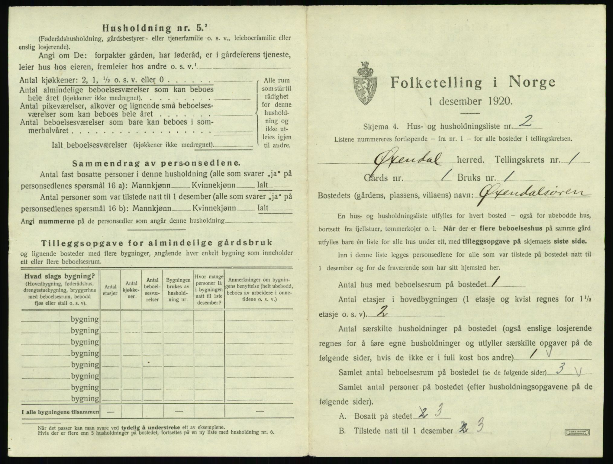 SAT, 1920 census for Øksendal, 1920, p. 27