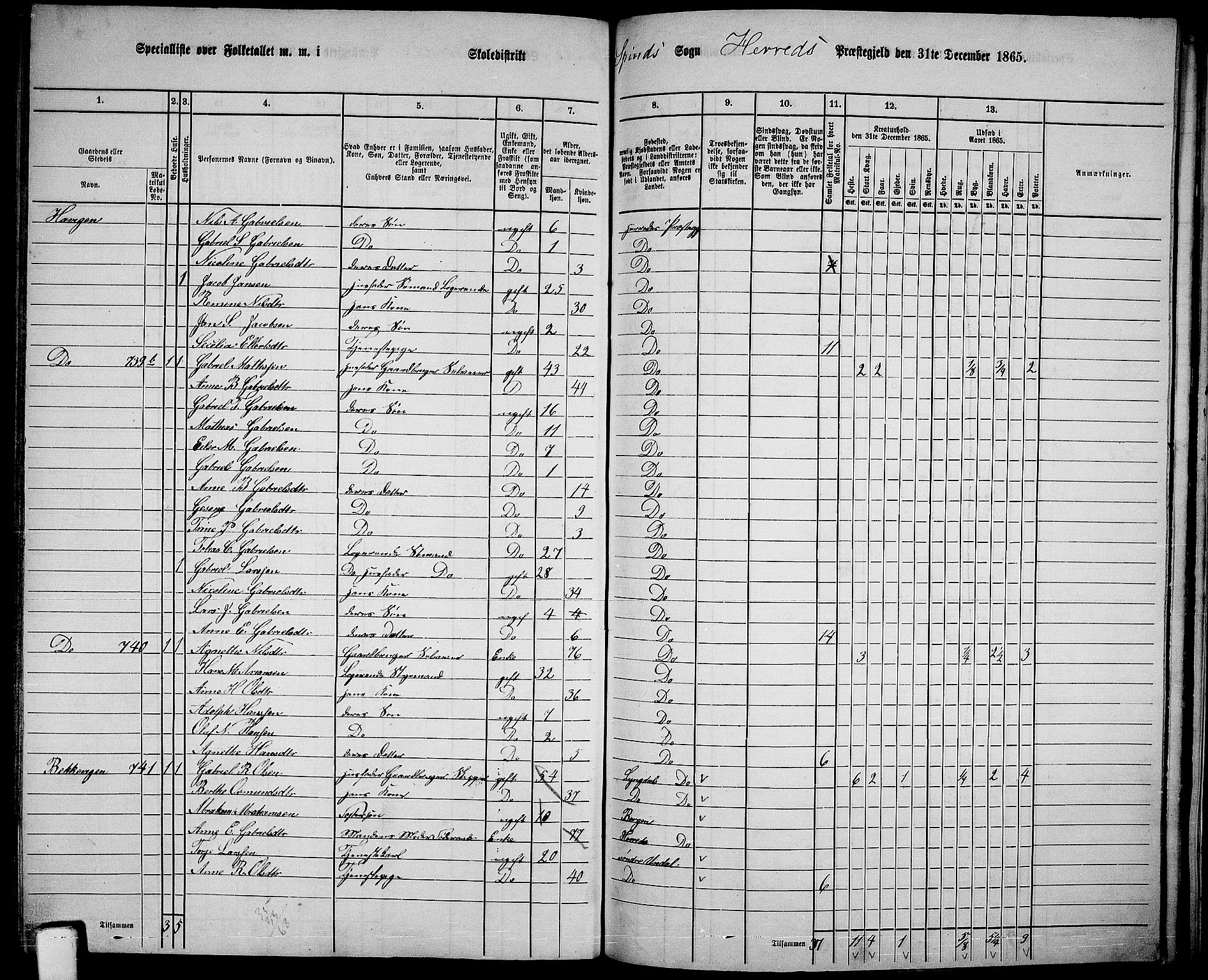 RA, 1865 census for Herad, 1865, p. 76