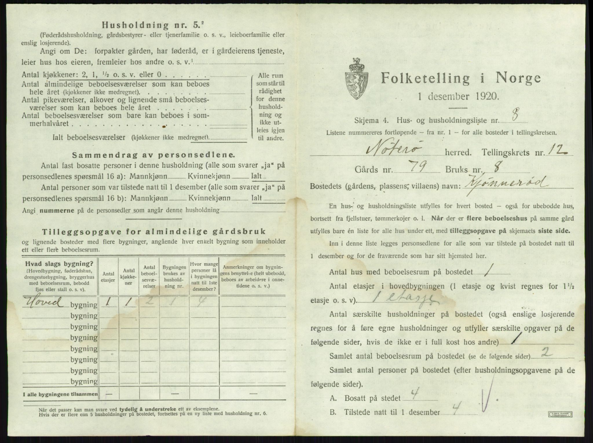 SAKO, 1920 census for Nøtterøy, 1920, p. 2467