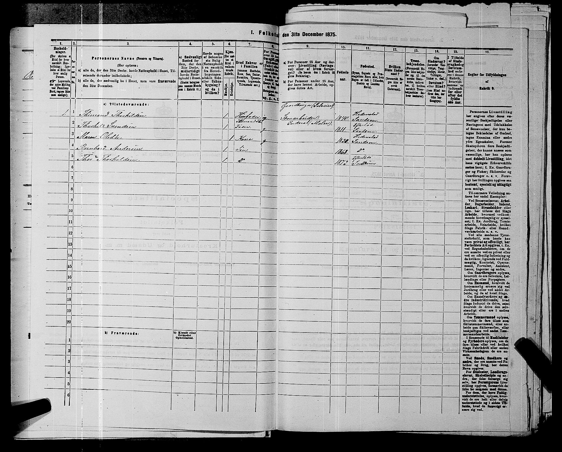 SAKO, 1875 census for 0629P Sandsvær, 1875, p. 704