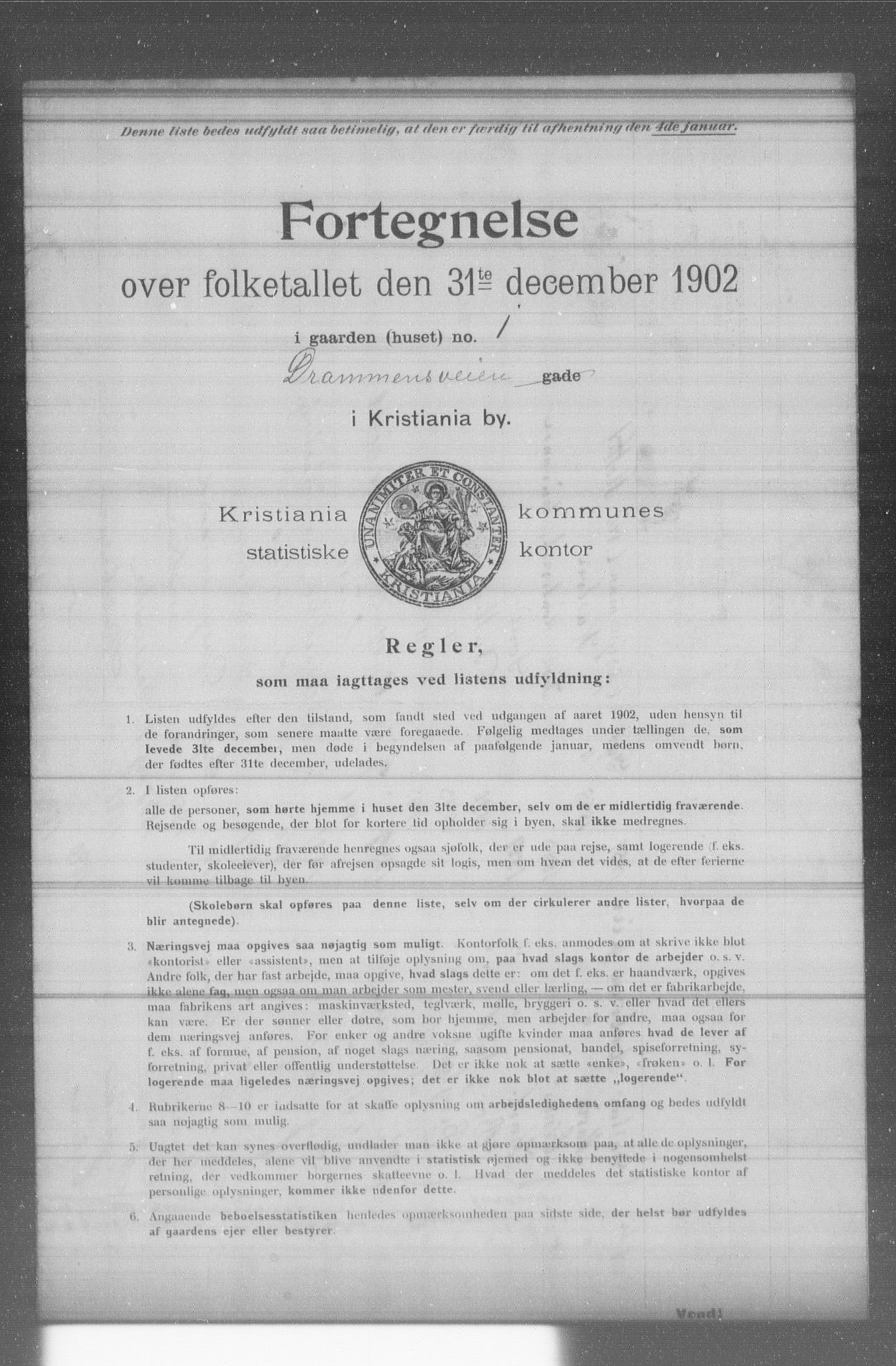 OBA, Municipal Census 1902 for Kristiania, 1902, p. 3087