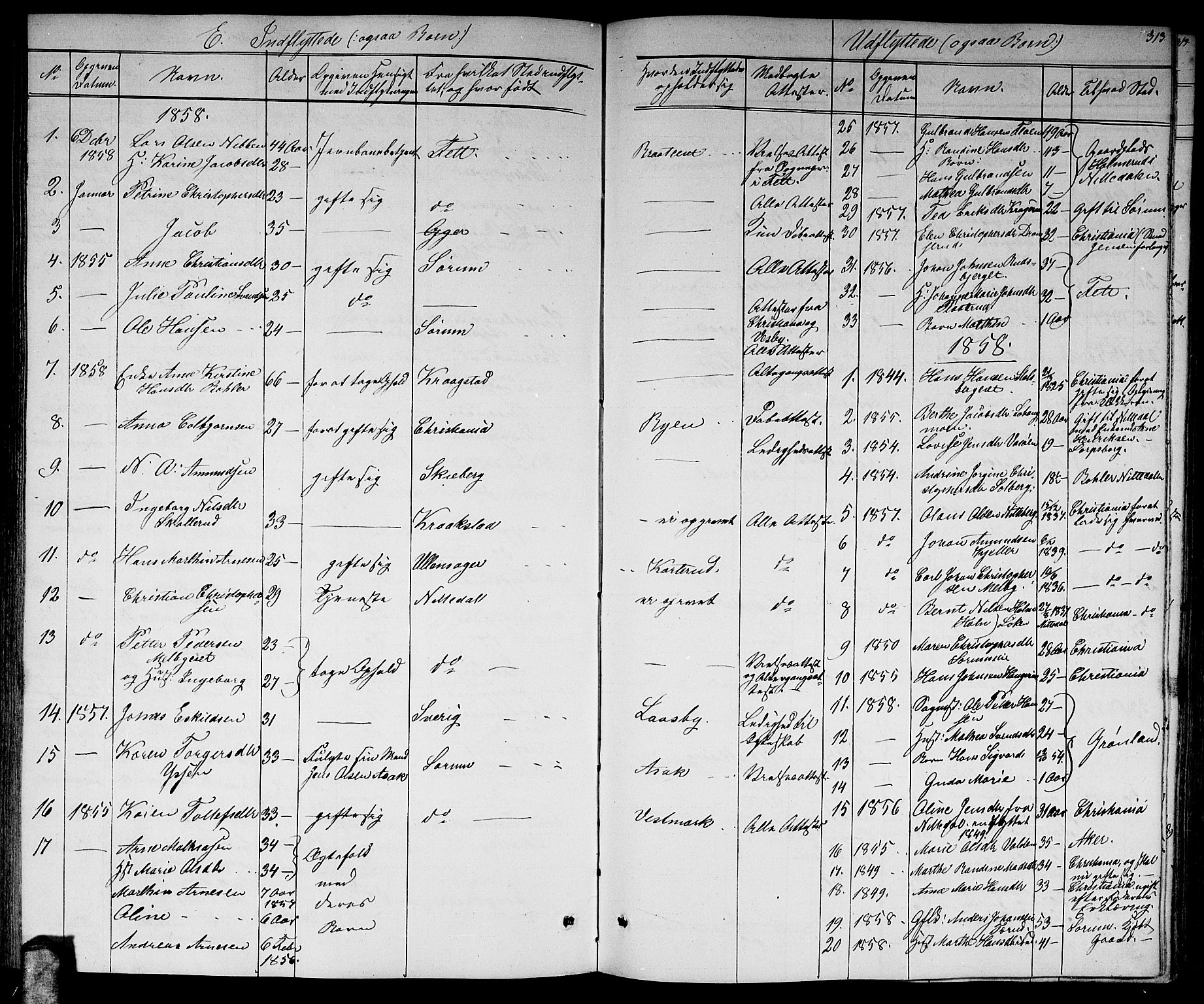 Skedsmo prestekontor Kirkebøker, AV/SAO-A-10033a/G/Ga/L0002: Parish register (copy) no. I 2, 1855-1872, p. 313