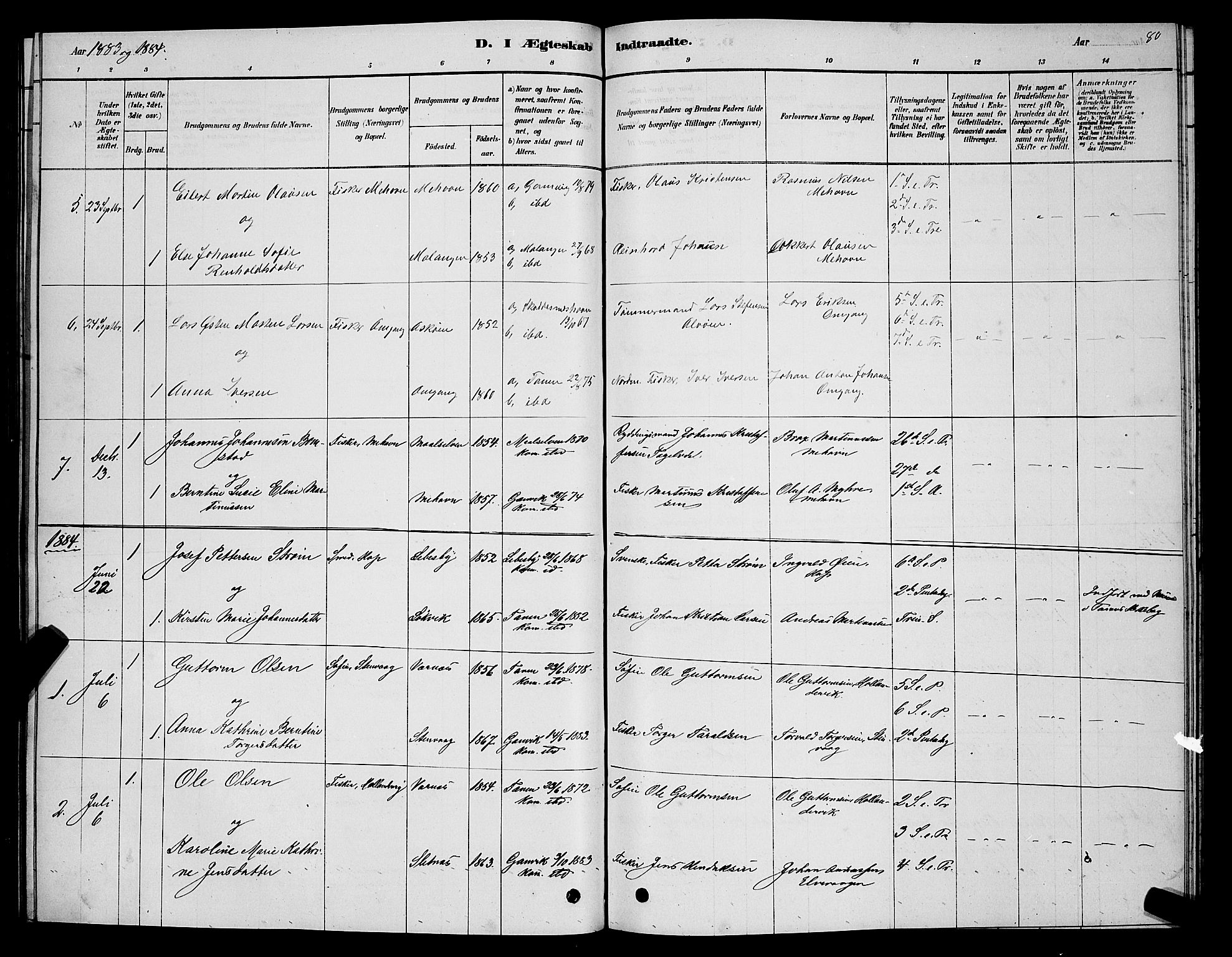 Tana sokneprestkontor, AV/SATØ-S-1334/H/Hb/L0005klokker: Parish register (copy) no. 5, 1878-1891, p. 80