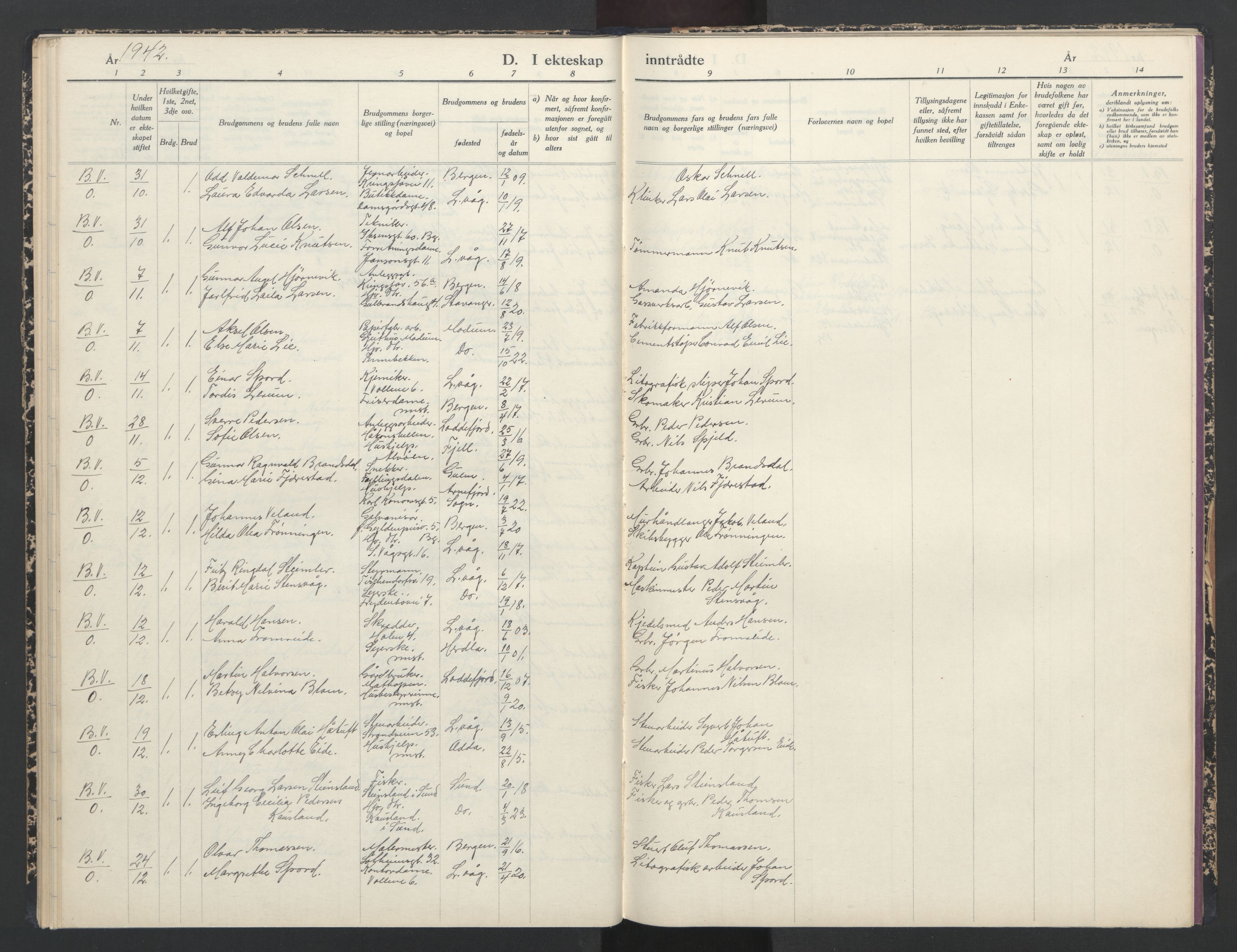 Laksevåg Sokneprestembete, AV/SAB-A-76501/H/Ha/Haa/Haaa/L0003: Parish register (official) no. A 3, 1942-1943